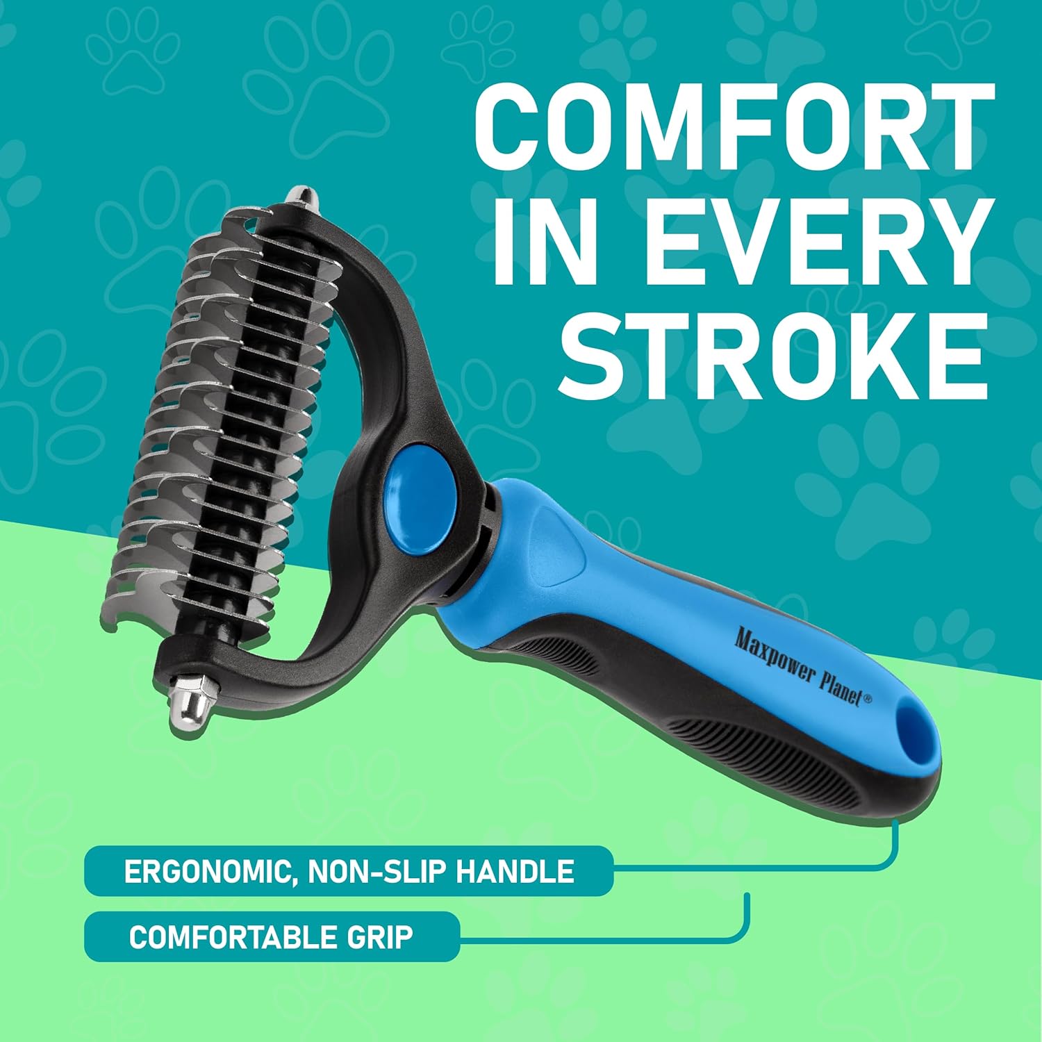 Maxpower Planet Original Pet Grooming Rake - Double-Sided Deshedding Dematting Tool, Undercoat Rake for Dogs & Cats, Extra-Wide Dog Grooming Brush & Deshedder Comb for Long Hair, Reduces Shedding 95% - Image 8