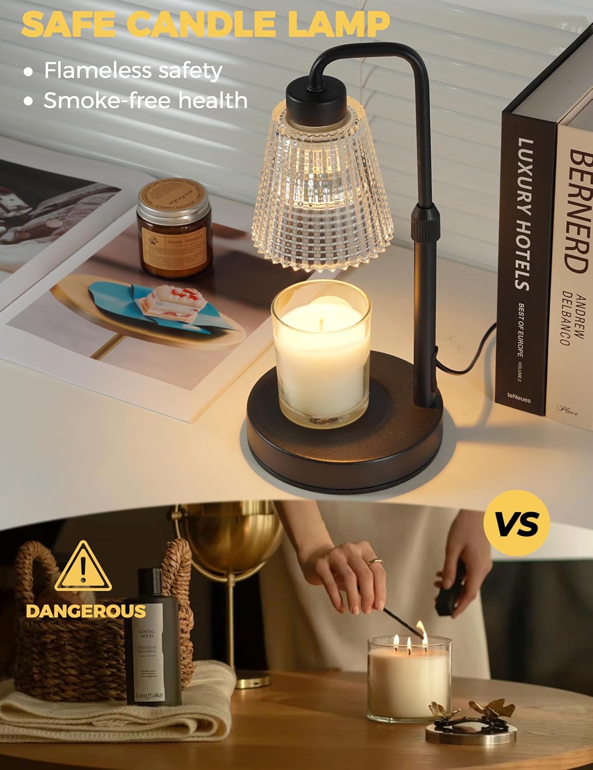 Candle Warmer Lamp with Timer Dimmable, Birthday Gifts for Women Mom, House Warming Gifts New Home Decor, Wax Melt Warmer for Jar Candles with 2 Bulbs - Image 2