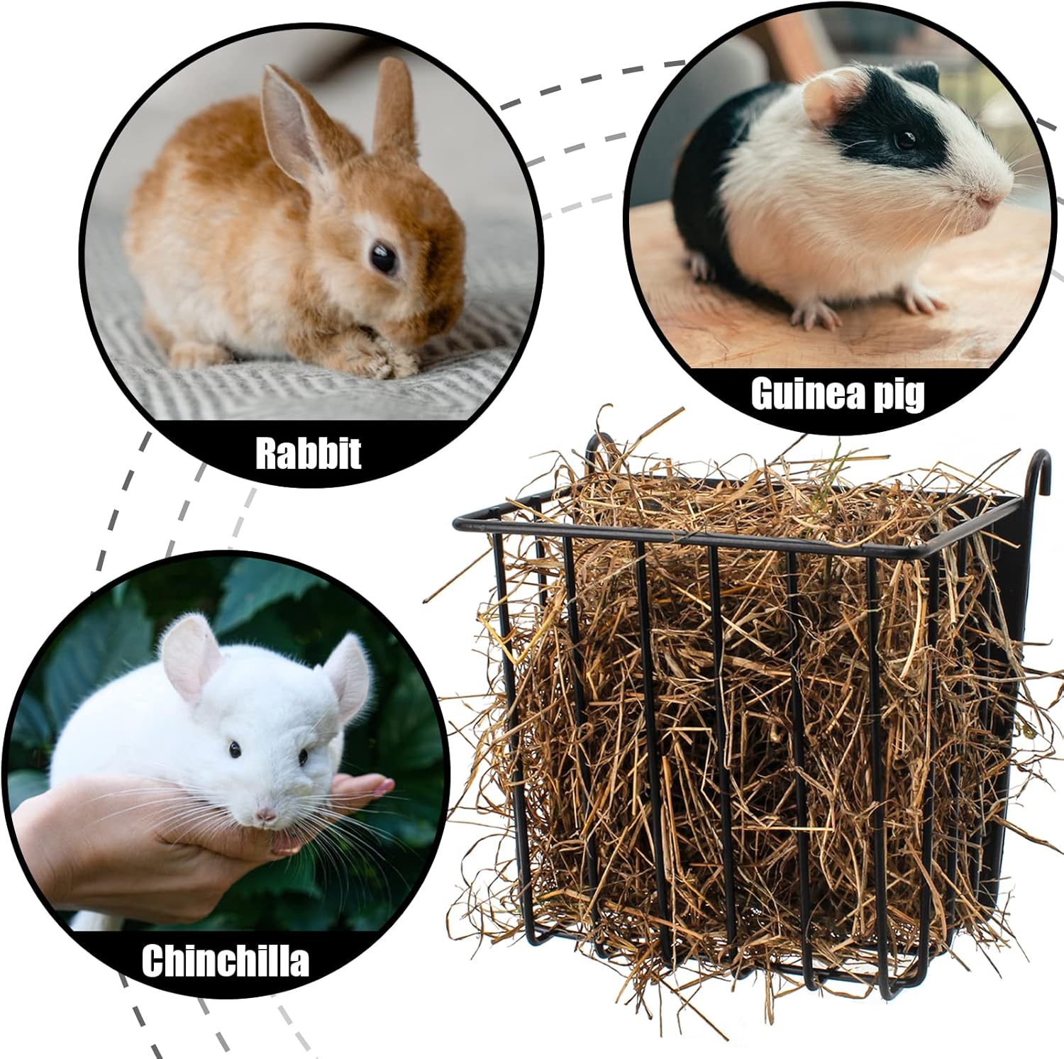 Guinea Pig Hay Feeder,Rabbit Hay Feeder with Heavy-Duty Metal Frame Hay Holder,for Bunny, Guinea Pigs,Chinchillas-6.9x4.7x6.6 inch - Image 3