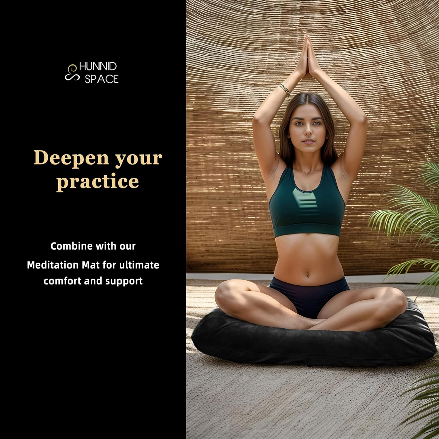 Meditation Zafu Cushion Set with Buckwheat Hulls & Memory Foam - Ergonomic Support for Yoga & Sitting - Removable Machine-Washable Luxury Velvet Cover - for Adults and Kids (Black) - Image 2