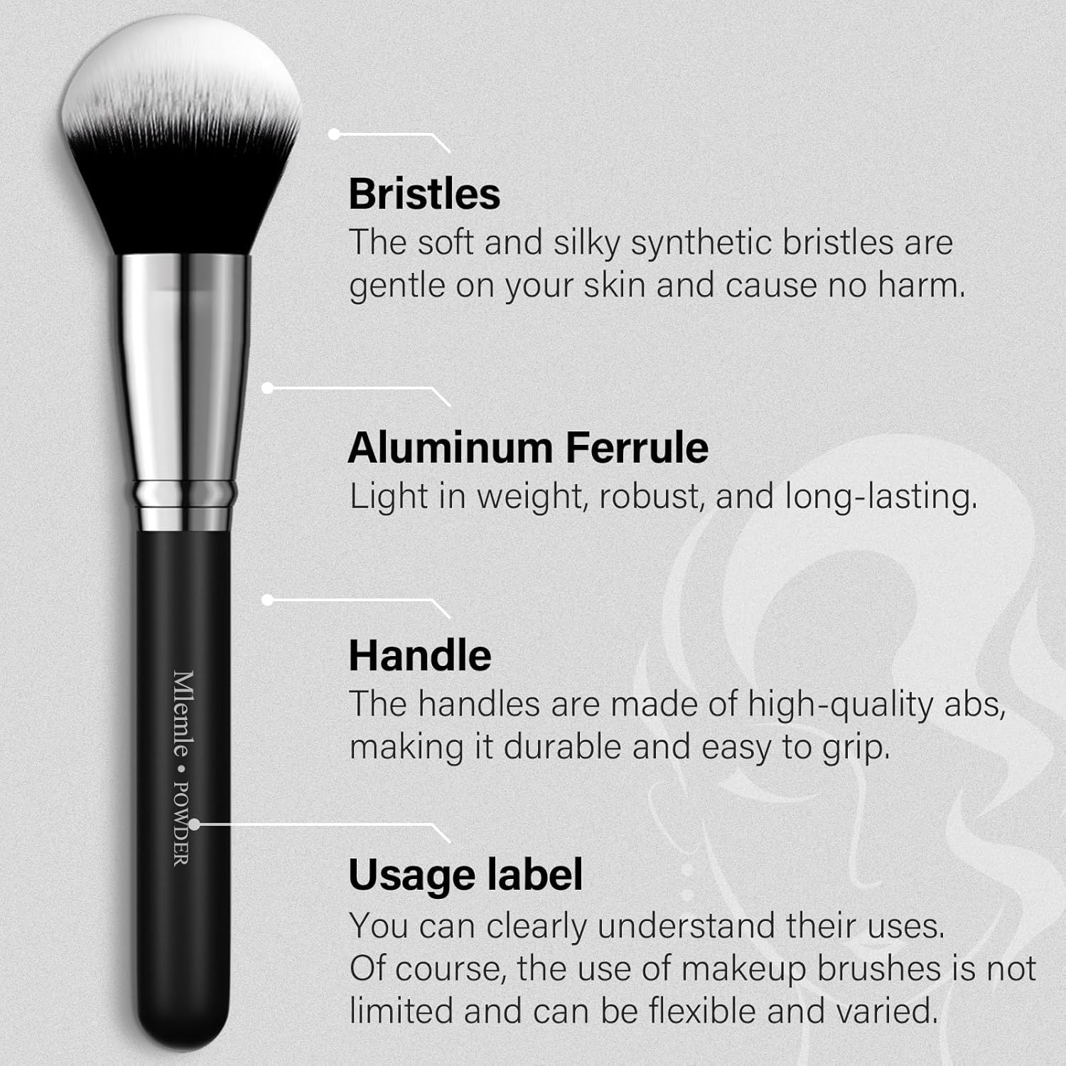 Makeup Brushes Set, Mlemle Professional 25 Pcs Makeup Kit, Include Foundation Powder Blush Concealers Eye shadows 21 Pcs Makeup Brushes and 2 Powder Puff, 2 Makeup Sponge(B01-Black) - Image 2