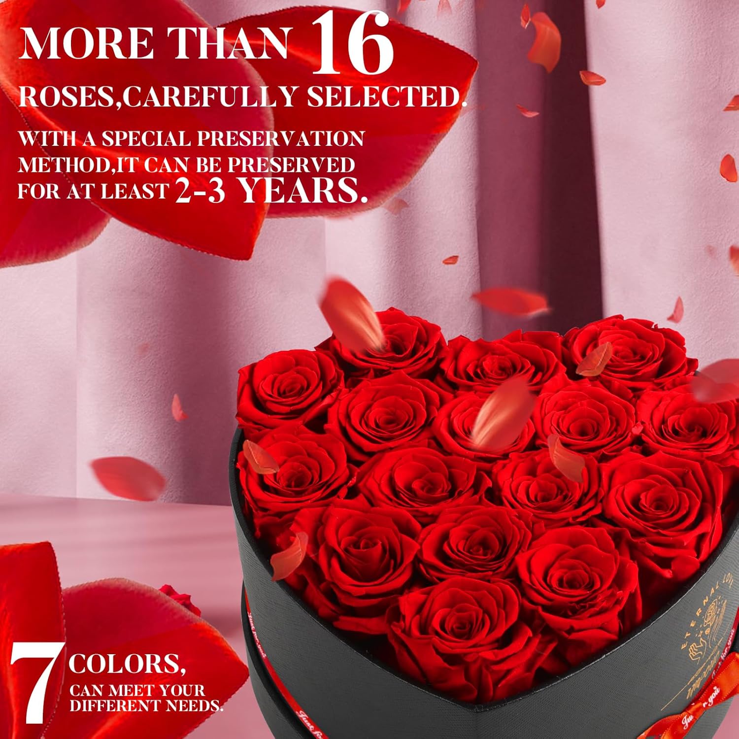 16-Piece Preserved Rose Birthday Gifts for Women, Eternal Rose Preserved Flowers for Delivery Prime Mothers' Day, Valentine's Day, Christmas, Birthday - Red Roses - Image 4