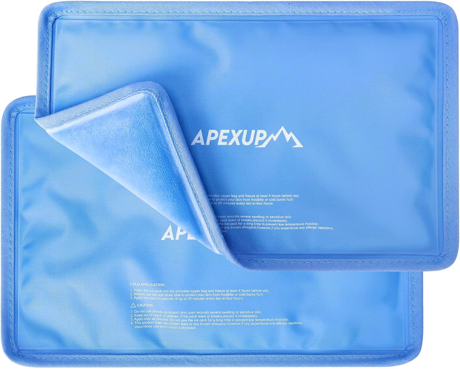 APEXUP Gel Ice Packs for Injuries Reusable, Flexible Double Sided Cold Packs for Injuries, Ice Pack for Knee, Shoulder, Back, Hip, Leg, Arm (Blue, 11"x7.1", 2PK)