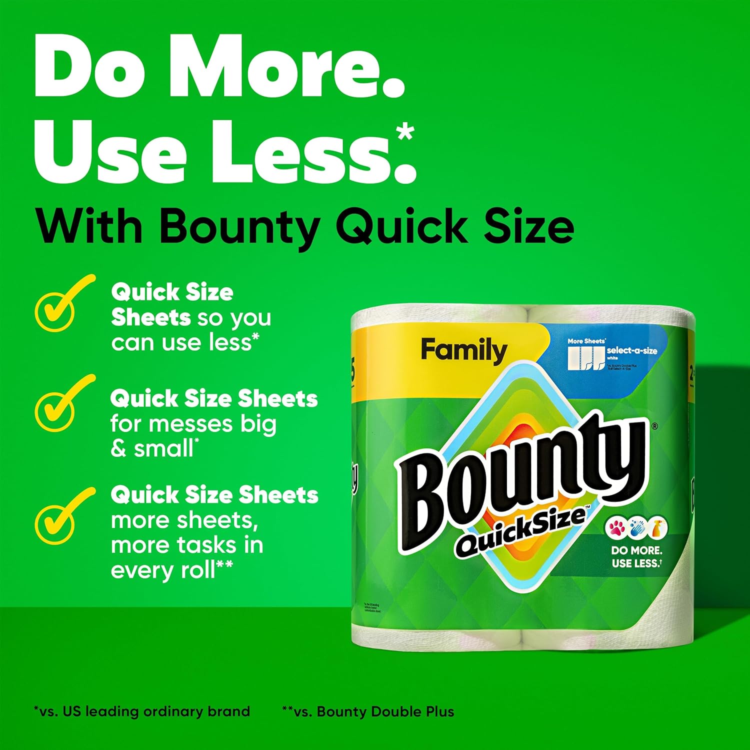 Bounty Paper Towels Quick Size, White, 16 Family Rolls = 40 Regular Rolls - Image 2