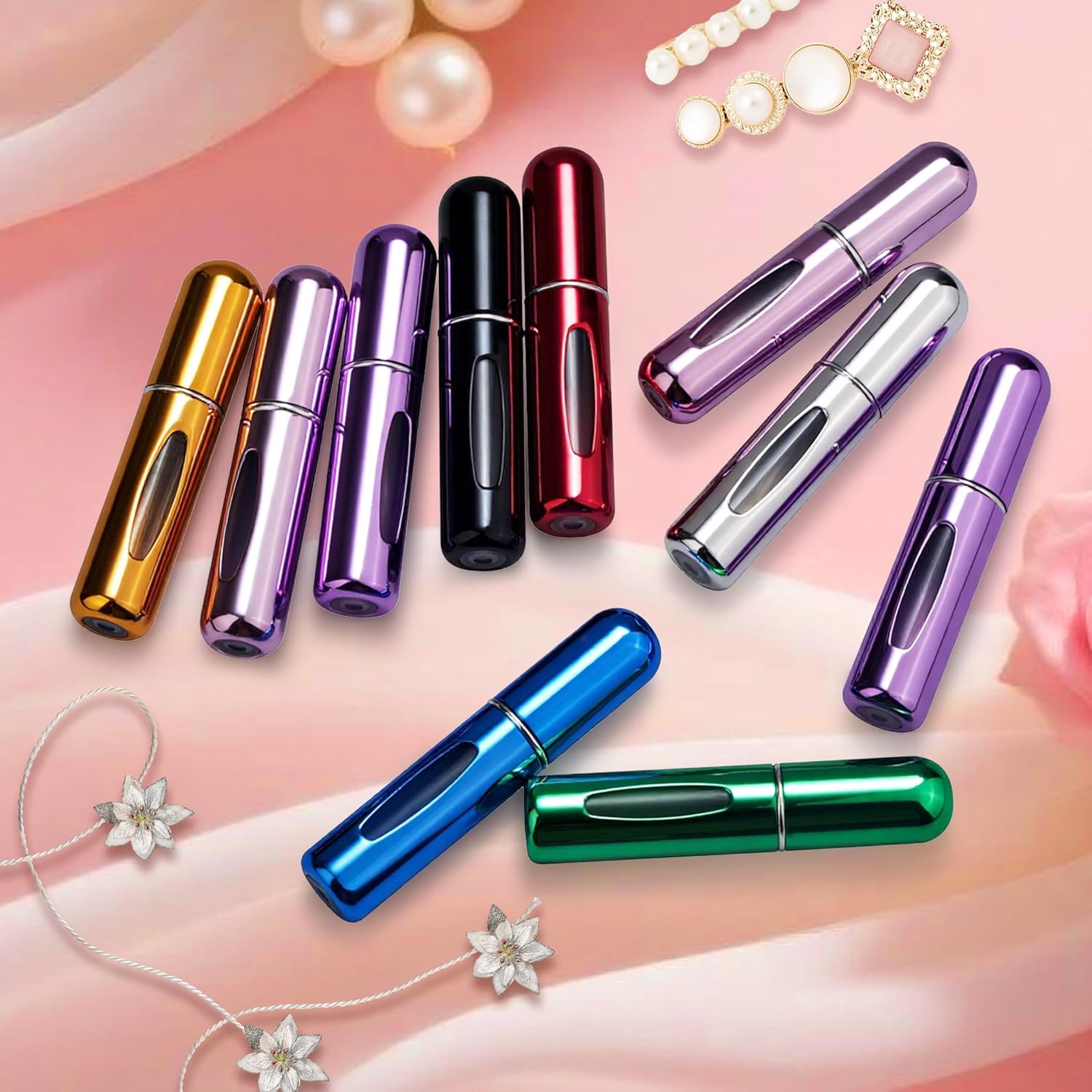 Refillable Perfume Portable Atomizer Bottle Refillable Perfume Spray, Travel Perfume (5ml, 4 Pack) (Silver, Pink, Gold, Black) - Image 5