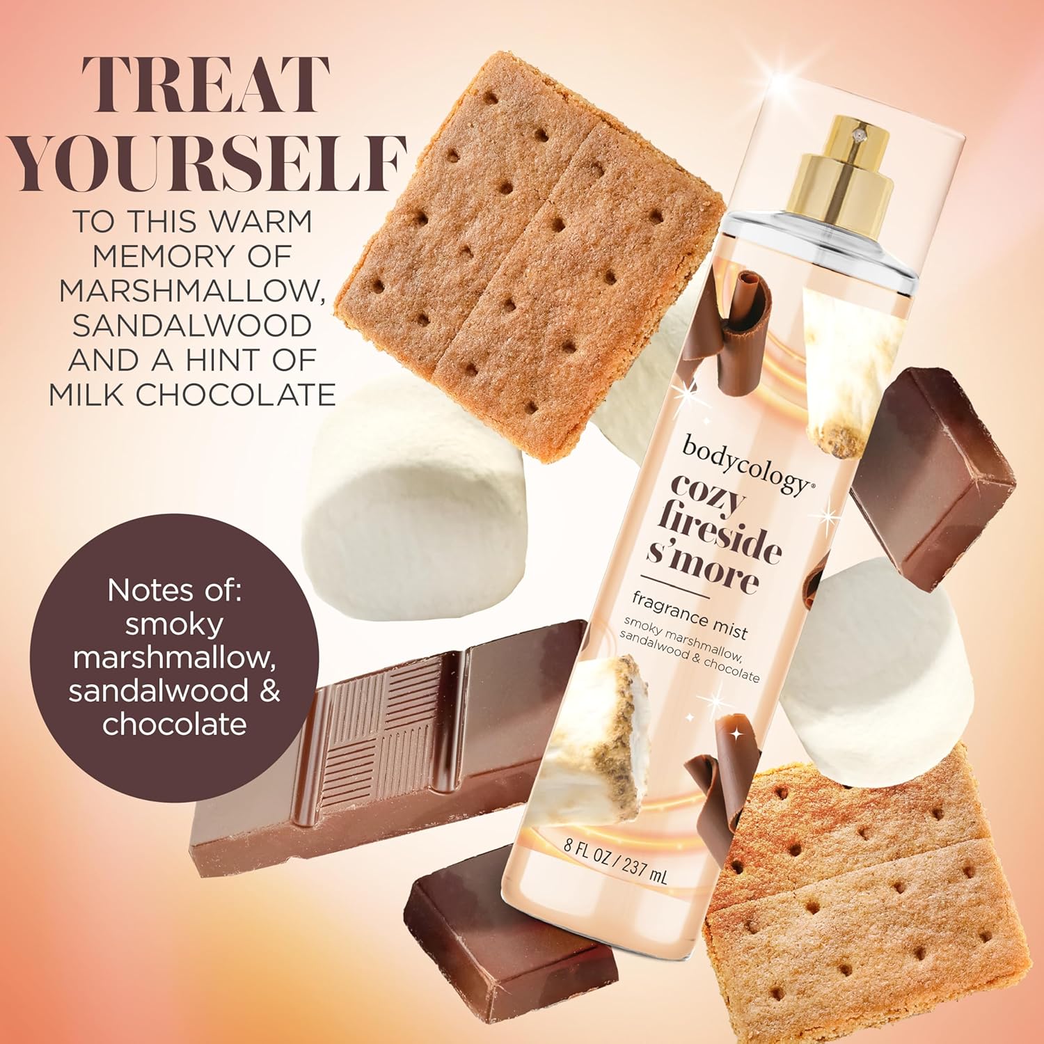 Bodycology Long-Lasting Fragrance Body Mist, Cozy Fireside S'more, 8 fl oz - Image 2