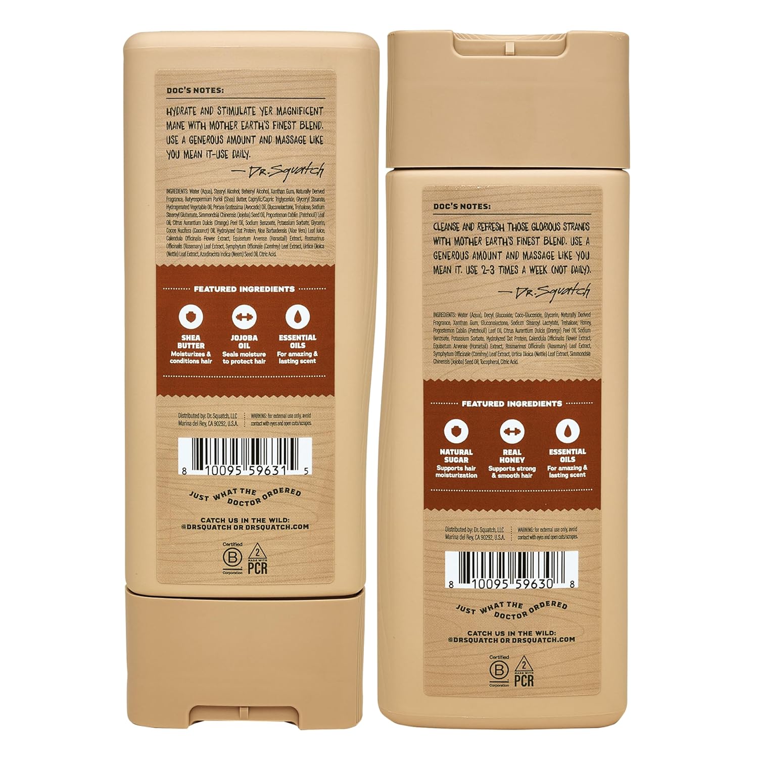 Dr. Squatch Natural Men's Shampoo and Conditioner Set - Healthy, Full Looking Hair - Wood Barrel Bourbon Natural Shampoo and Conditioner for Men (11 fl oz, 2-Pack) - Image 2