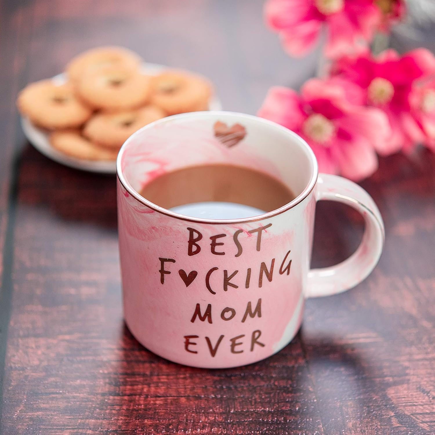 Hendson Mom Gifts for Women - Best Mom Ever - Funny Mom Birthday Gift Ideas, New Mom, Pregnancy Congratulations Gifts for First Time Moms and Mother To Be - Pink Marble Mug, 11.5oz Coffee Cup - Image 6
