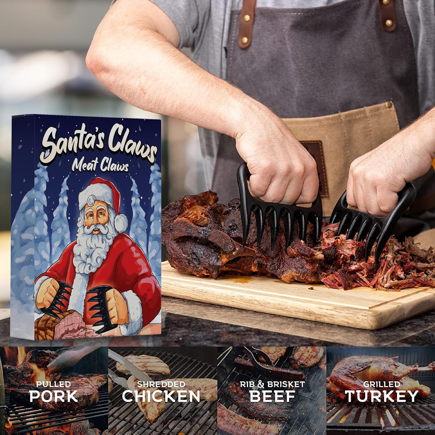 Meat Shredder Claws Shredding Stocking Stuffers for Men Women White Elephant Gifts Christmas Adults Dad Teens Gag Funny Novelty Stuffer Ideas Useful Gift BBQ Grilling Santa Unique Coolest Presents - Image 2