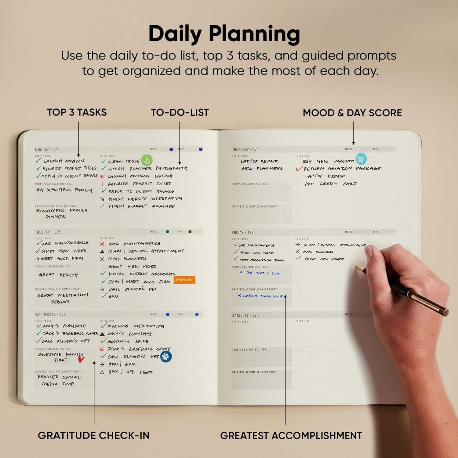 Dated, 2026 Planner, 8.5" x 11" - The Productivity Planner to Achieve Your 2026 Goals - Planner 2026-2027 by PRODUCTIVITY STORE (A4, BROWN) - Image 3