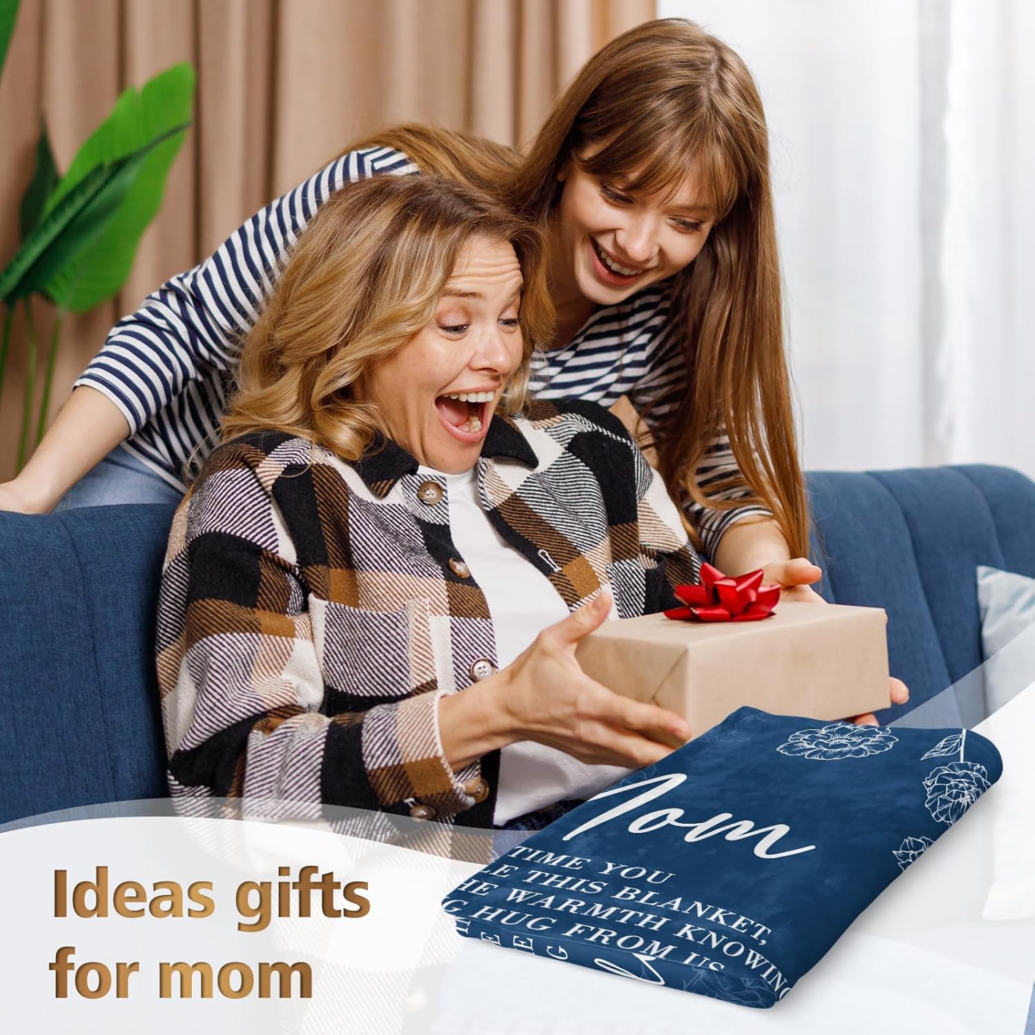 GiltGlimmer Gifts for Mom, Mom Birthday Gifts Blanket, Moms Gift for Women from Daughter Son, We Love You Present for Mother Mommy Mothers Day Christmas 60" x 50", Blue - Image 2