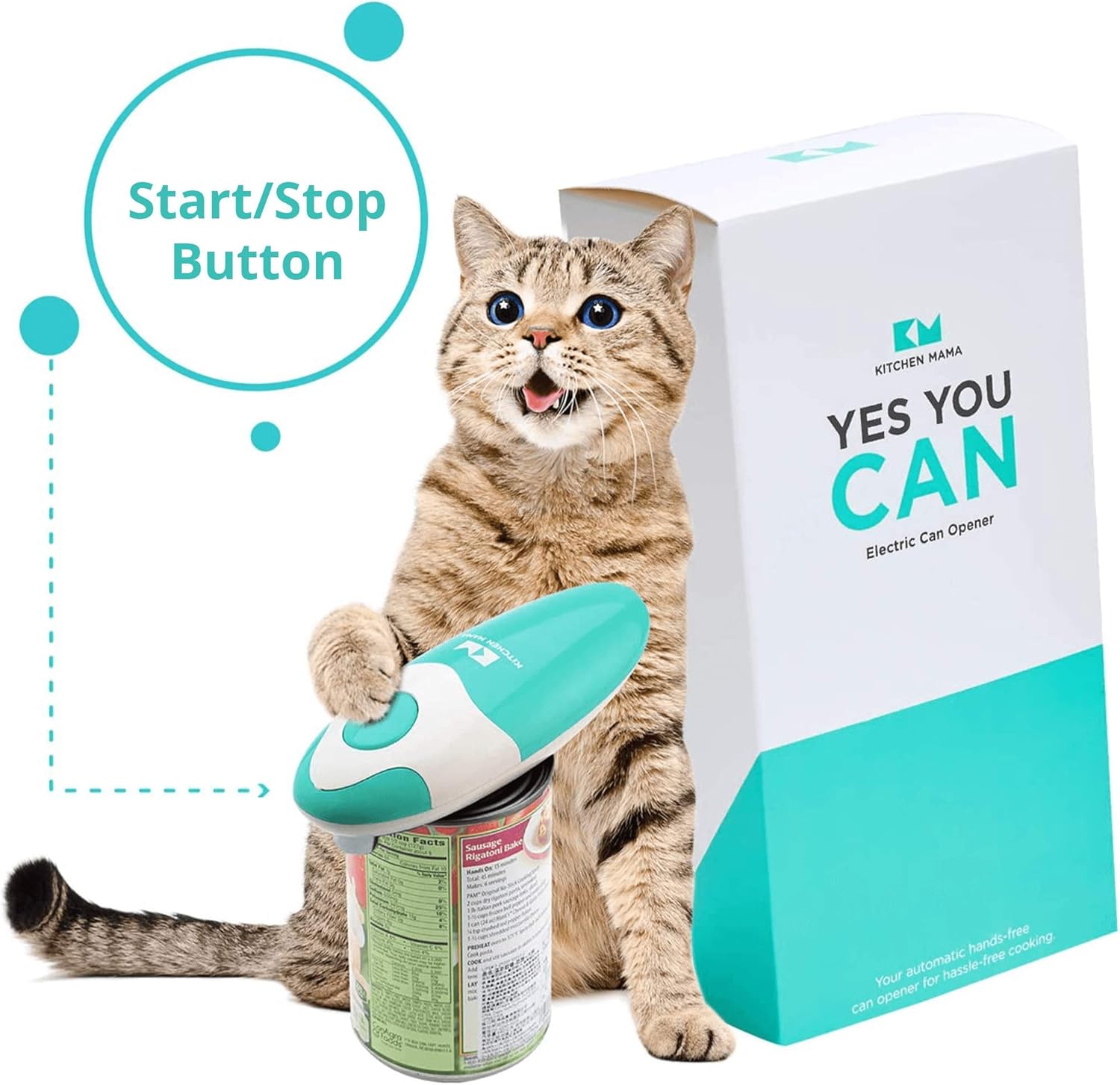 Kitchen Mama Auto Electric Can Opener: Open Your Cans with A Simple Press of Button - Automatic, Hands Free, Smooth Edge, Food-Safe, Battery Operated, YES YOU CAN (Teal) - Image 8