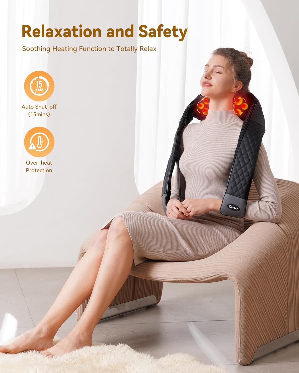 Shiatsu Neck and Back Massager with Heat, Neck and Shoulder Massager, 4D Deep Tissue Kneading Massage for Leg, Full Body Muscle Pain Relief, Ergonomic Design, Ideal Gifts for Women Men, Not Cordless - Image 8