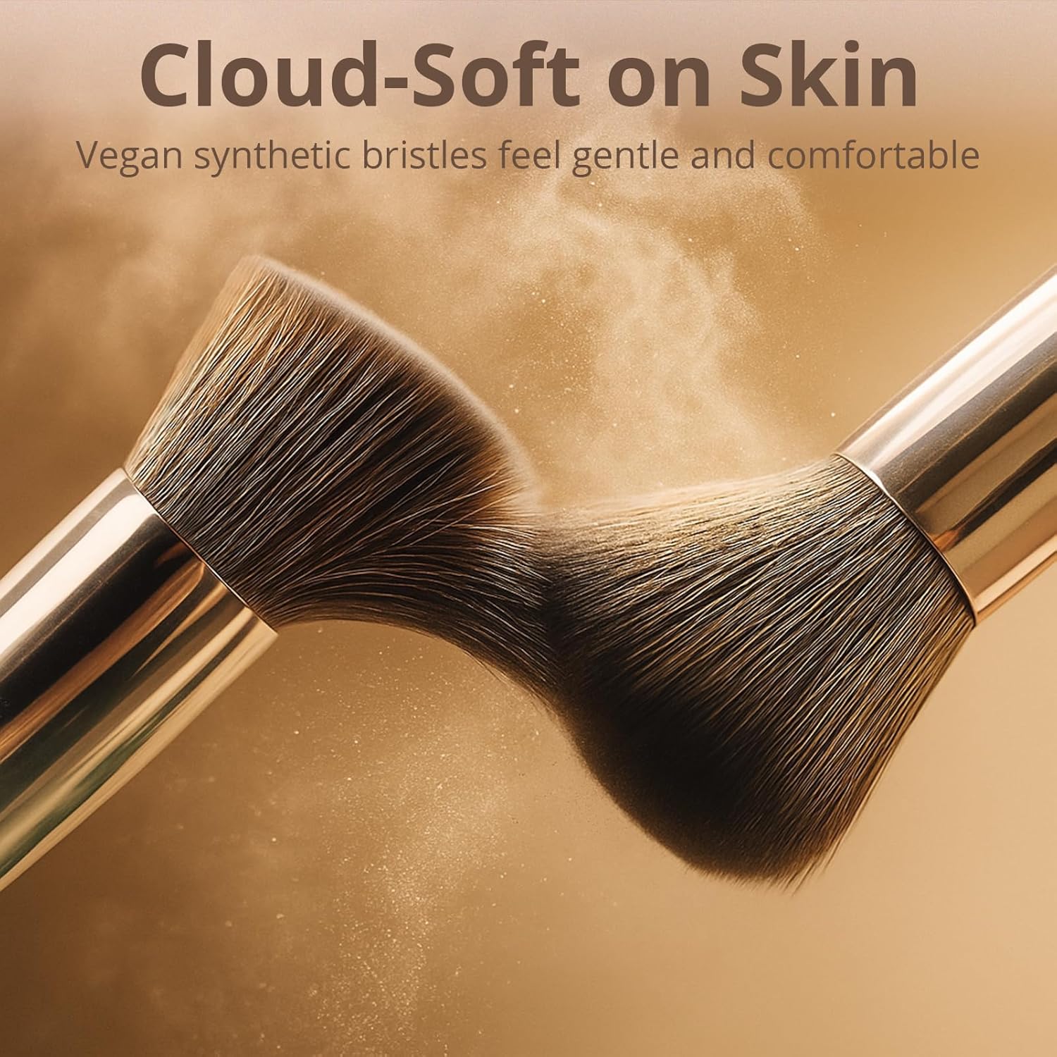 BEAKEY 12pcs Vegan Makeup Brush Set Soft high-density Taklon fibers,durable birch handles,zero shedding,easy to clean,perfect for creating any look - Image 2