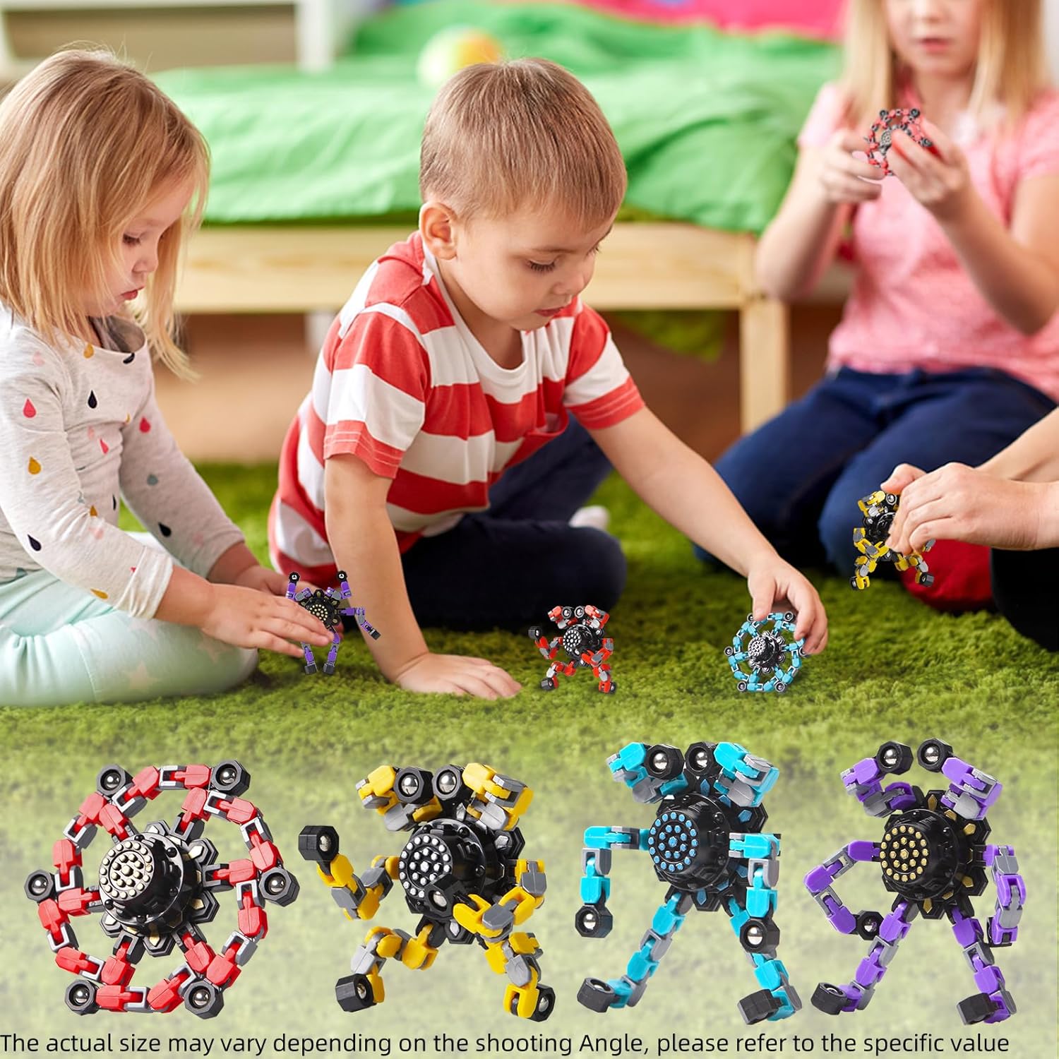 Easter Basket Stuffers,Transformable Fidget Spinners Toys 4 Pcs for Kids and Adults Stress Relief Sensory Toys for Boys and Girls Age 8-13 Fingertip Gyros Easter Party Favors Birthday Gifts for Teens - Image 4