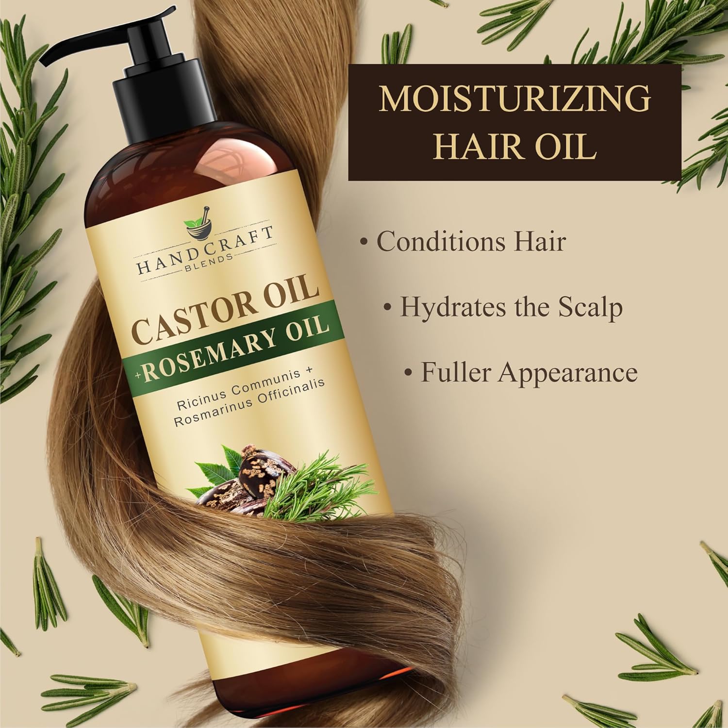 Handcraft Blends Castor Oil with Rosemary Oil 8 Fl Oz | 100% Pure and Natural | Premium Grade Carrier Oil | Hair, Eyelashes and Eyebrows | Hair and Body - Image 7