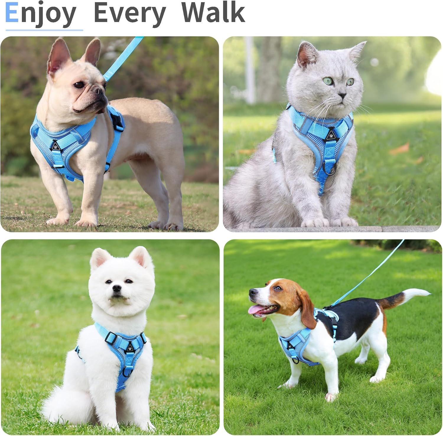 No Pull Dog Harness with Leash Set for Medium Sized Dog Blue XL - Image 6