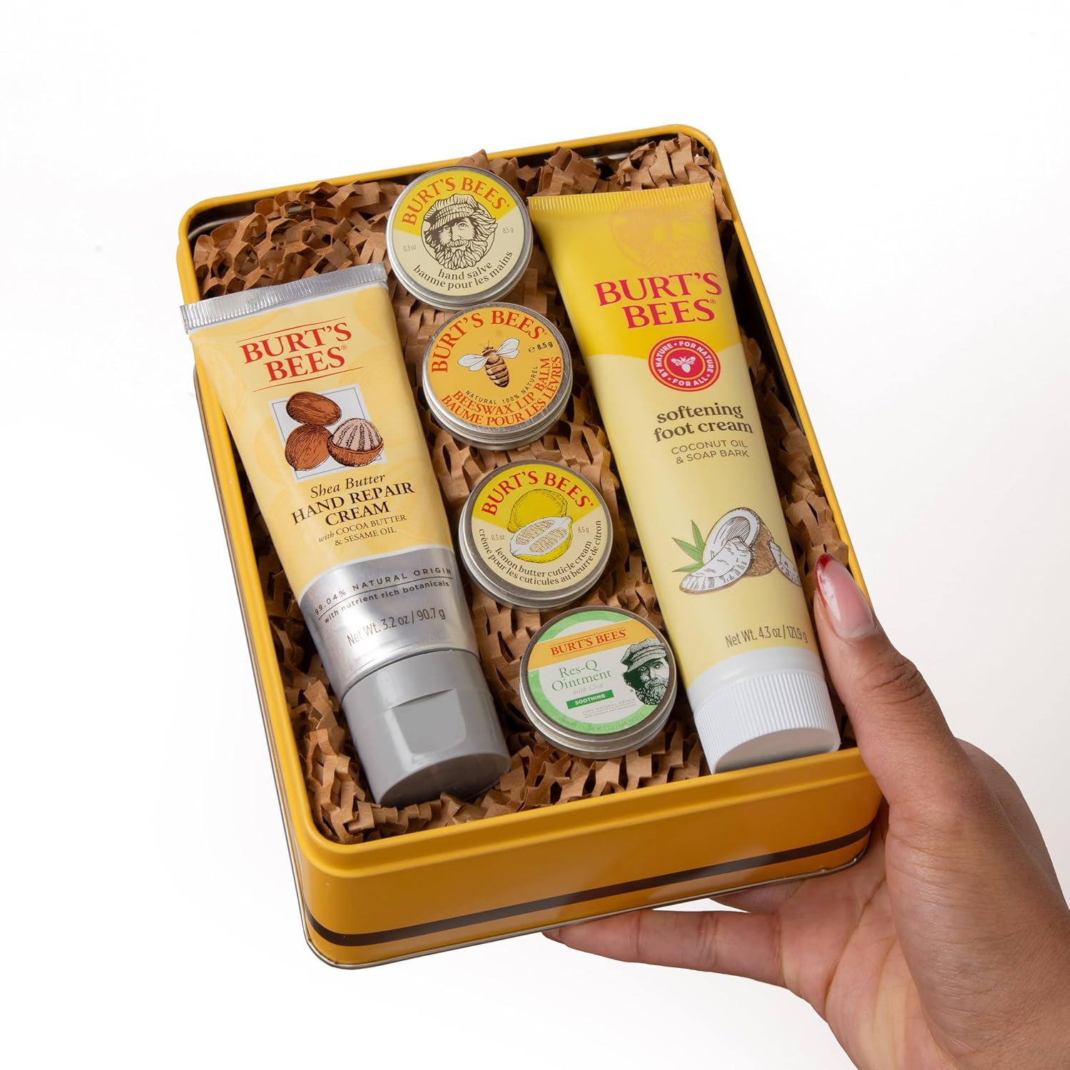 Burt's Bees Gifts Ideas - Classics Set, 6 Products in Giftable Tin – Cuticle Cream, Hand Salve, Lip Balm, Res-Q Ointment, Hand Repair and Foot Cream - Image 5