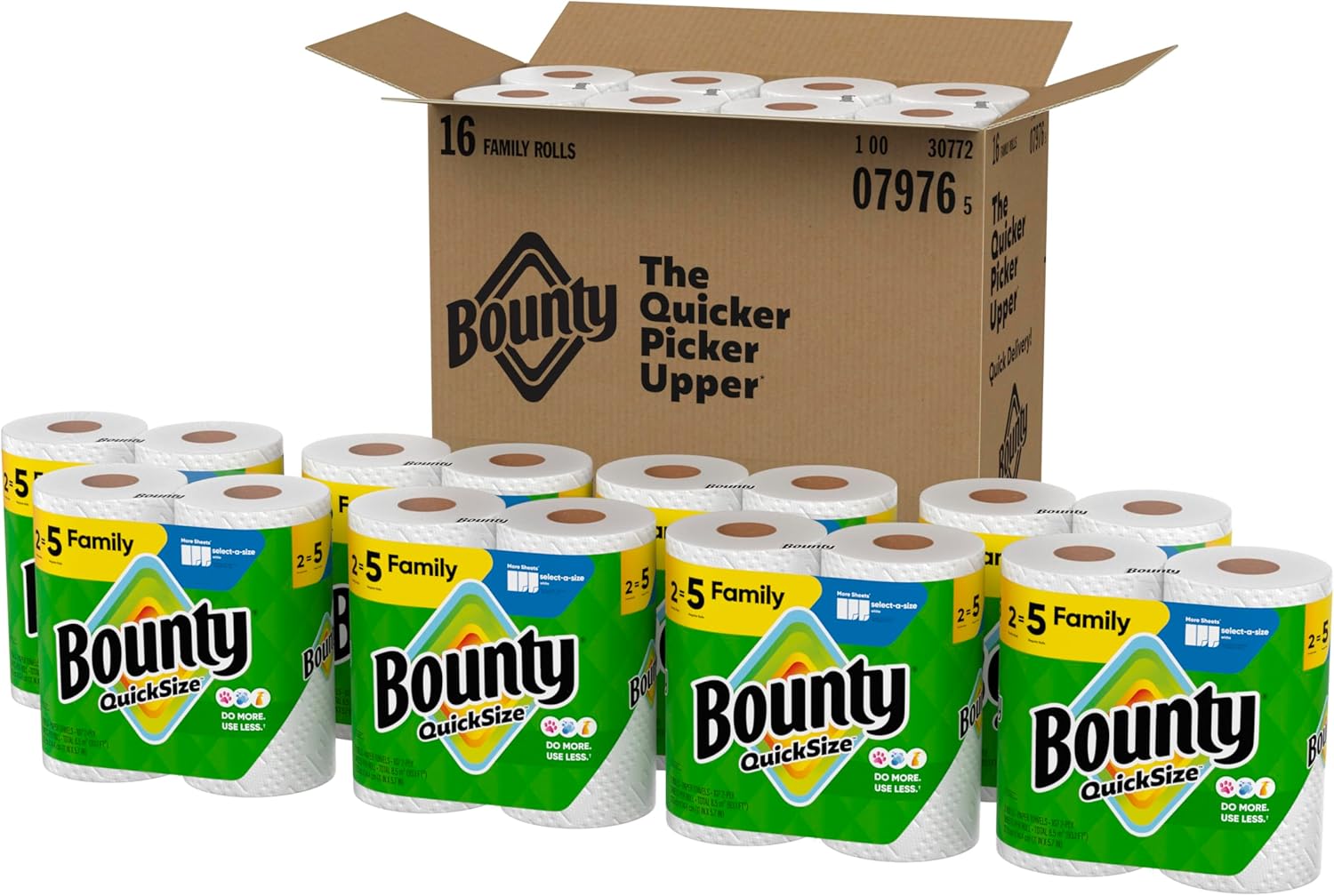 Bounty Paper Towels Quick Size, White, 16 Family Rolls = 40 Regular Rolls - Image 10