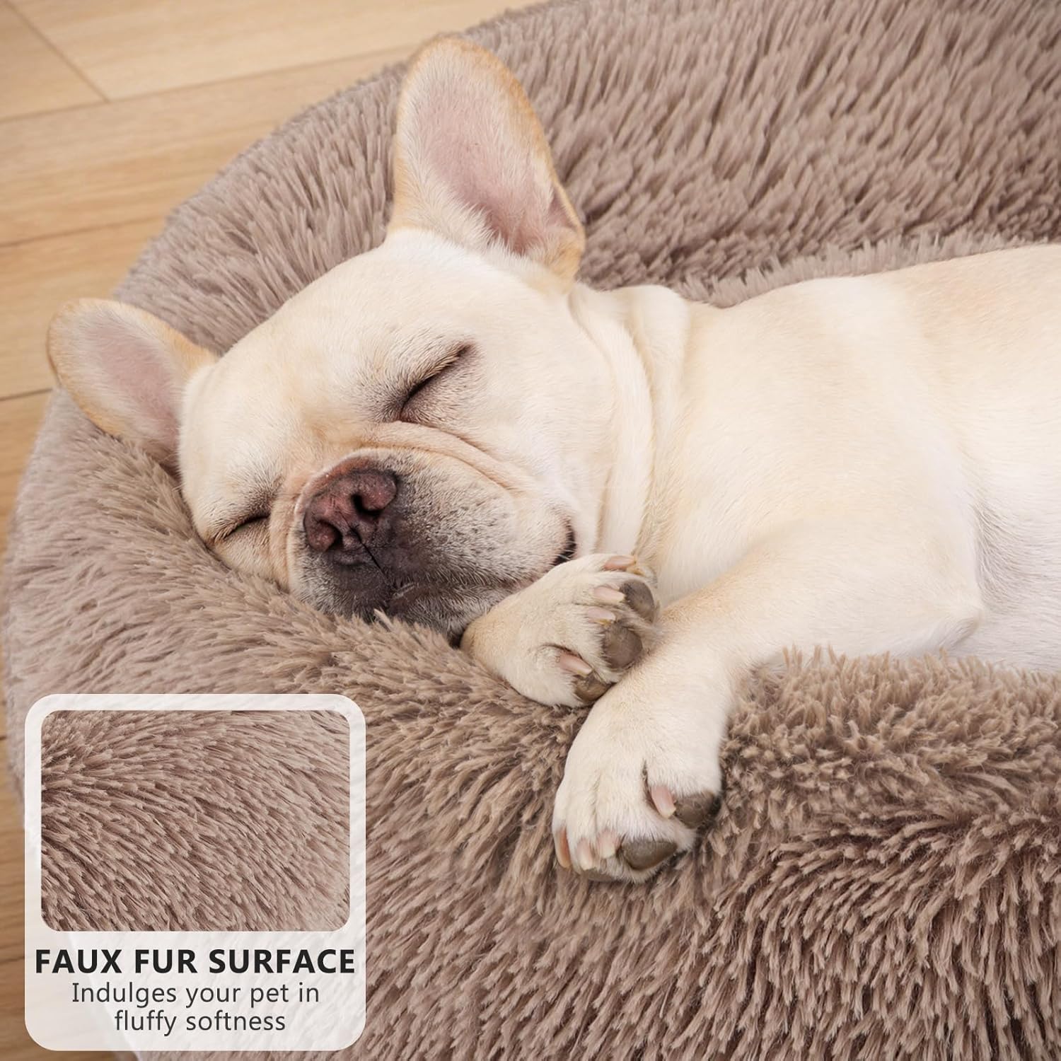 MIXJOY Orthopedic Dog Bed Comfortable Donut Cuddler Round Pet Beds Ultra Soft Washable Dog and Cat Cushion (20''/23''/30'') (23'', Brown) - Image 3