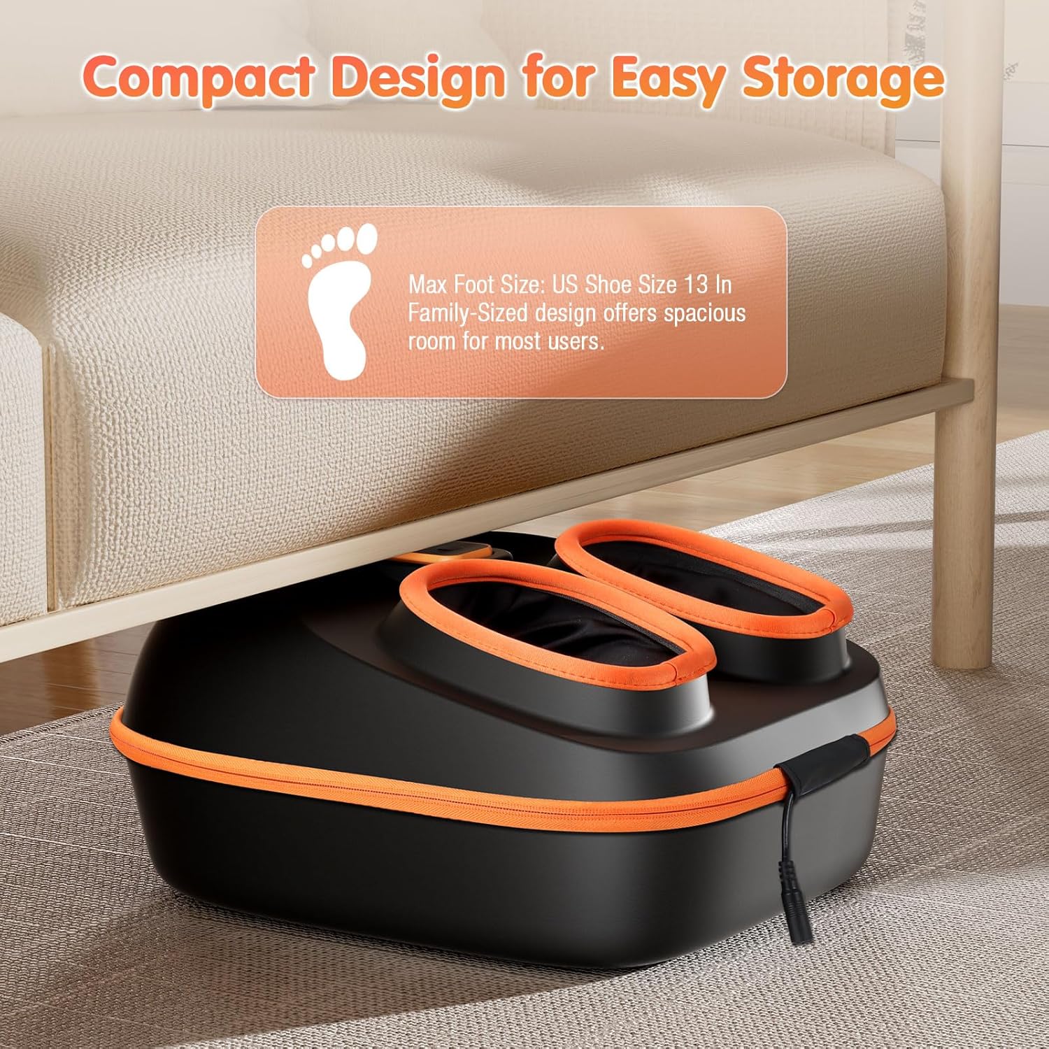 Foot Massager Machine with Heat, Upgrade 6 Airbags 29 Nodes Deep Rolling, Compression, Ankle Kneading, Shiatsu Foot Massager for Neuropathy Plantar Fasciitis, Gifts for Men Women Fits Up to 13" - Image 7