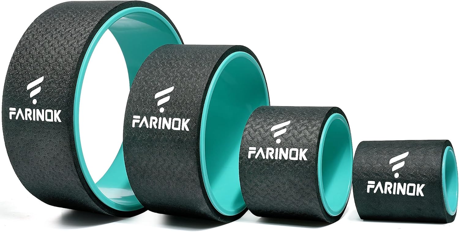 Yoga Wheel Set of 3+1, Upgraded 10MM Thick Back Wheels for Pain Relief & Stretching, Strongest Back Roller for Deep Tissue Massage, Improving Yoga Poses Backbend