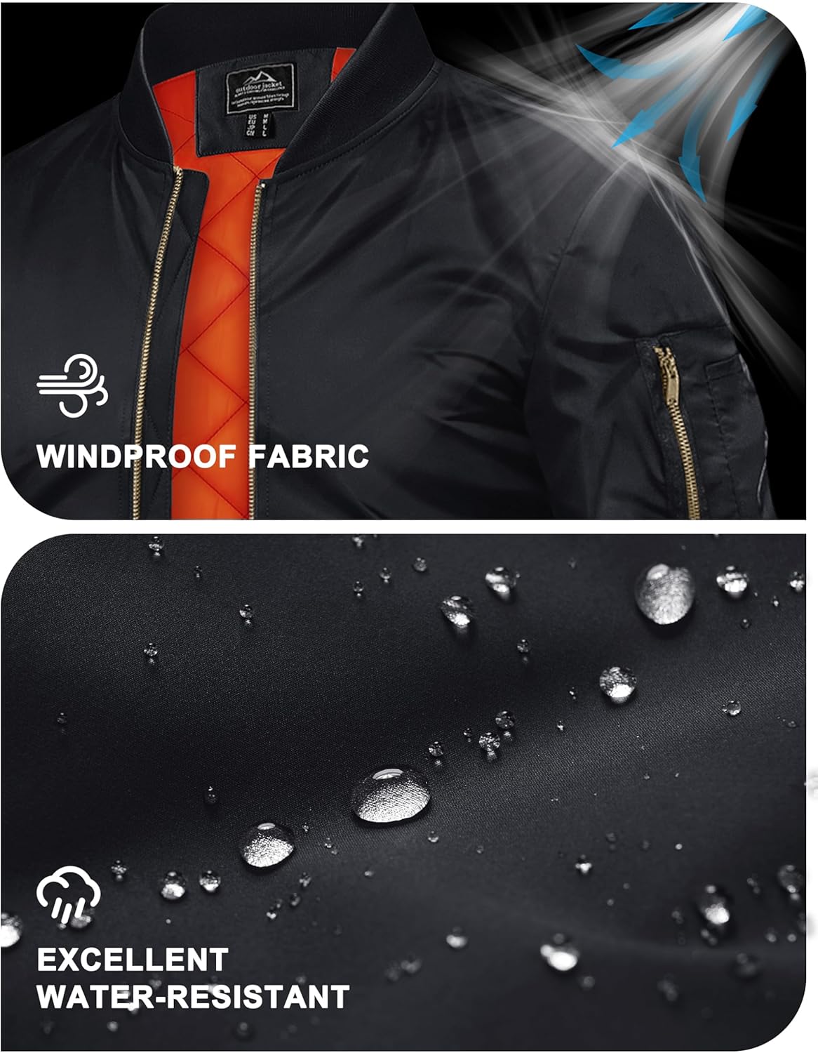 TACVASEN Men's Jackets-Bomber Jacket Fall Winter Warm Windbreaker Full Zip Casual Padded Coats - Image 3