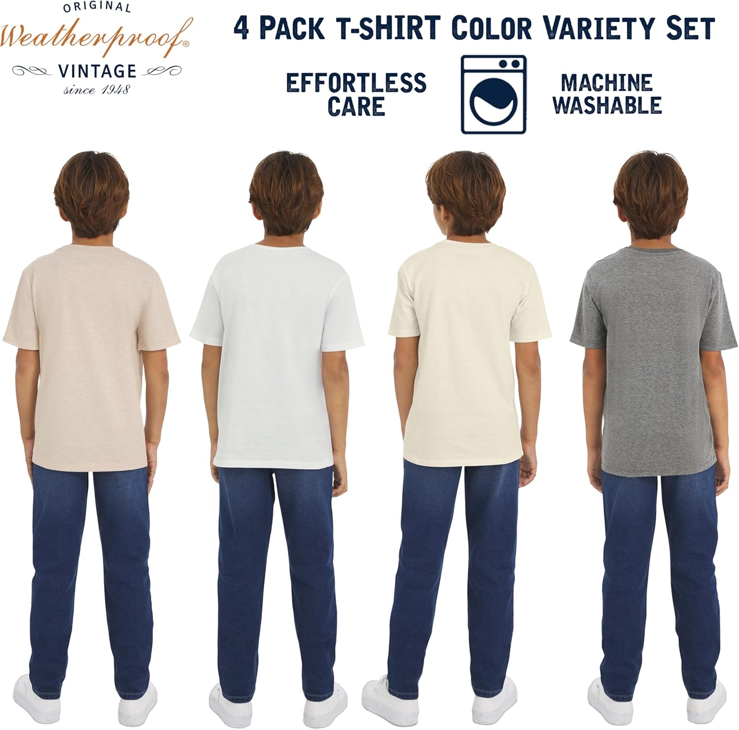 Weatherproof Vintage Boys' 4 Pack Variety Super Soft Stretchable Tee Short Sleeve Graphic T-Shirt - Image 4