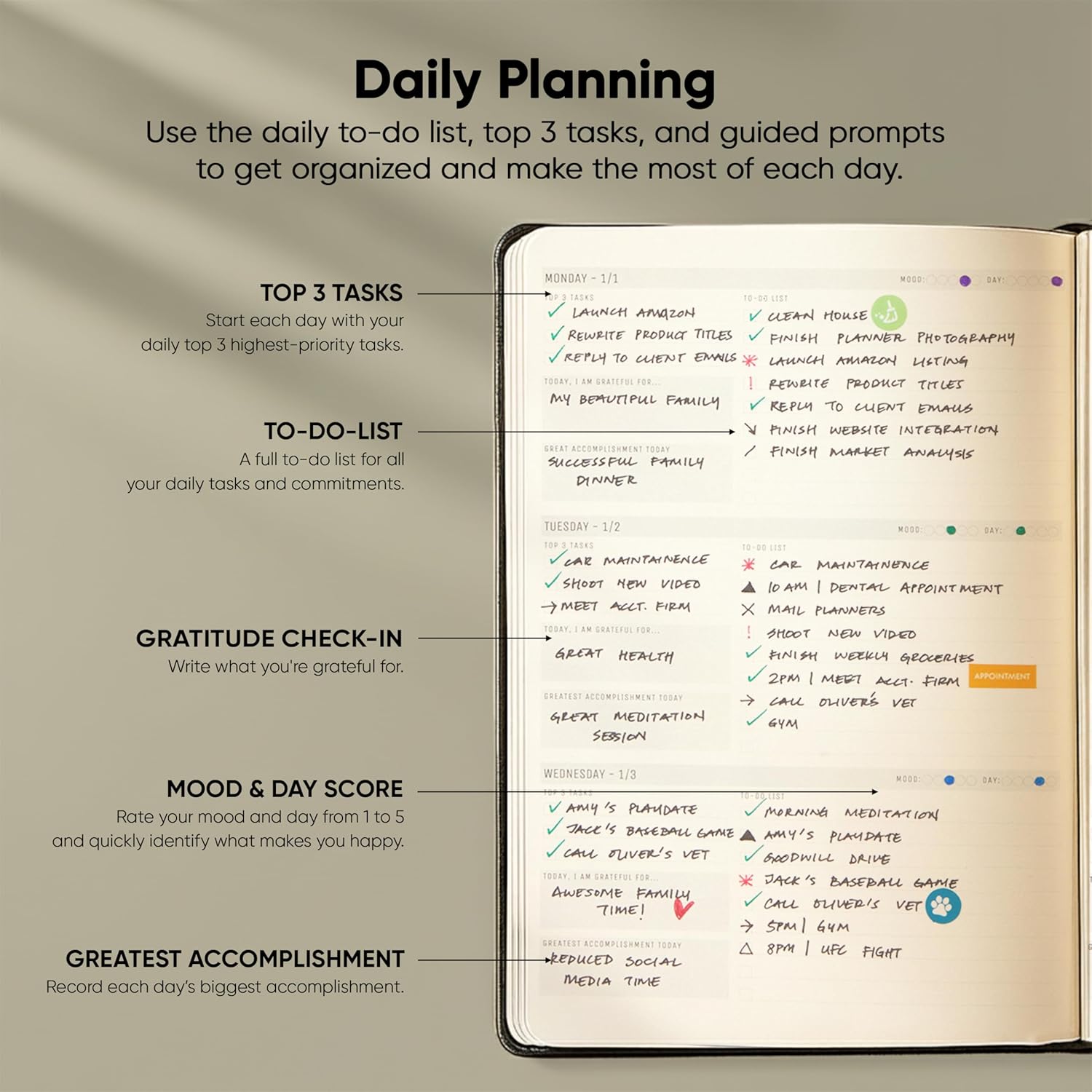 Dated, 2026 Planner, 5.8” x 8.3” - The #1 Productivity Planner to Achieve Your 2026 Goals - Planner 2026-2027 by PRODUCTIVITY STORE (A5, BLACK) - Image 3