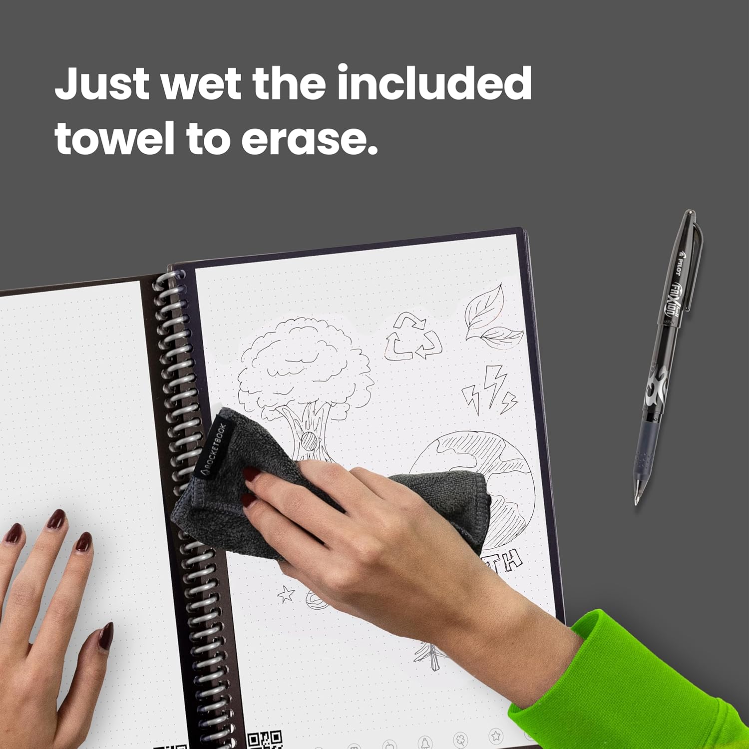 Rocketbook Core Reusable Spiral Notebook, Letter Size 8.5x11, Black - Dotted Pages, App-Connected, Erasable, Durable Cover, Ideal for School, Work, and Creative Projects - Image 3