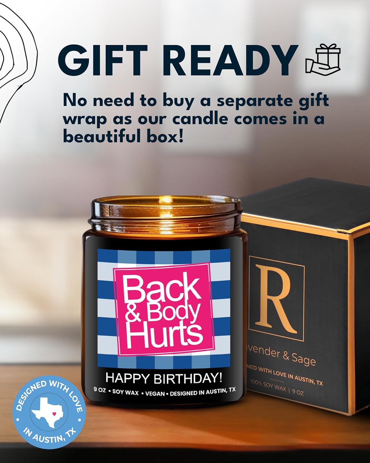 Funny Happy Birthday Candle, Unique Happy Birthday Gifts for Women and Men, Fun Gift Ideas for 30th, 40th, 50th and 60th Birthdays, Back and Body Hurts Candle, Long-Lasting Scent, Gift-Ready - Image 4