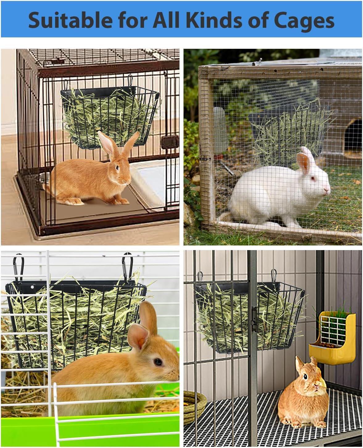 X Large Rabbit Hay Feeder Guinea Pig Hay Feeder Metal Frame Bunny Hay Holder Guinea Pig Hay Holder for Bunny, Guinea Pigs, Chinchillas, Small Animals (1 Pack) - Image 7