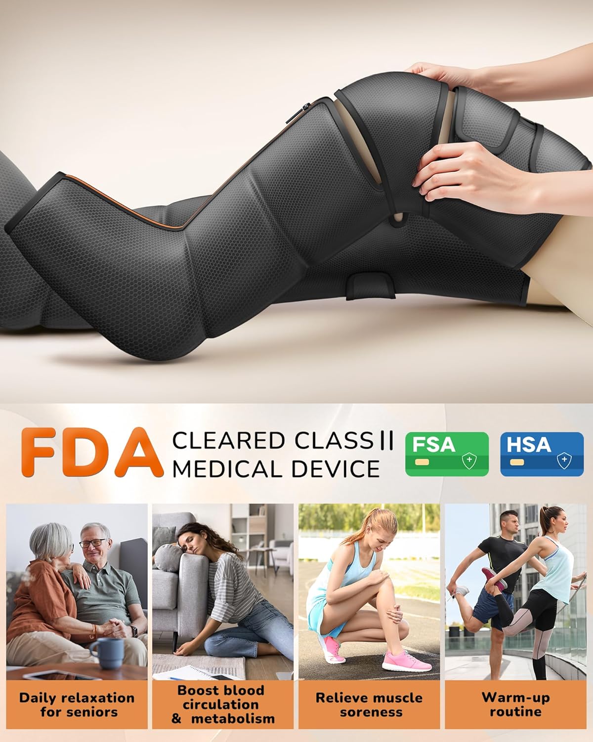 Leg Massager with Heat and Compression : Foot and Calf Massager for Circulation and Pain Relief, Sequential Compression Boots with 6 Modes, 9 Intensity, 3 Heat - Gifts for Mom, Dad, Him, Her - Image 6