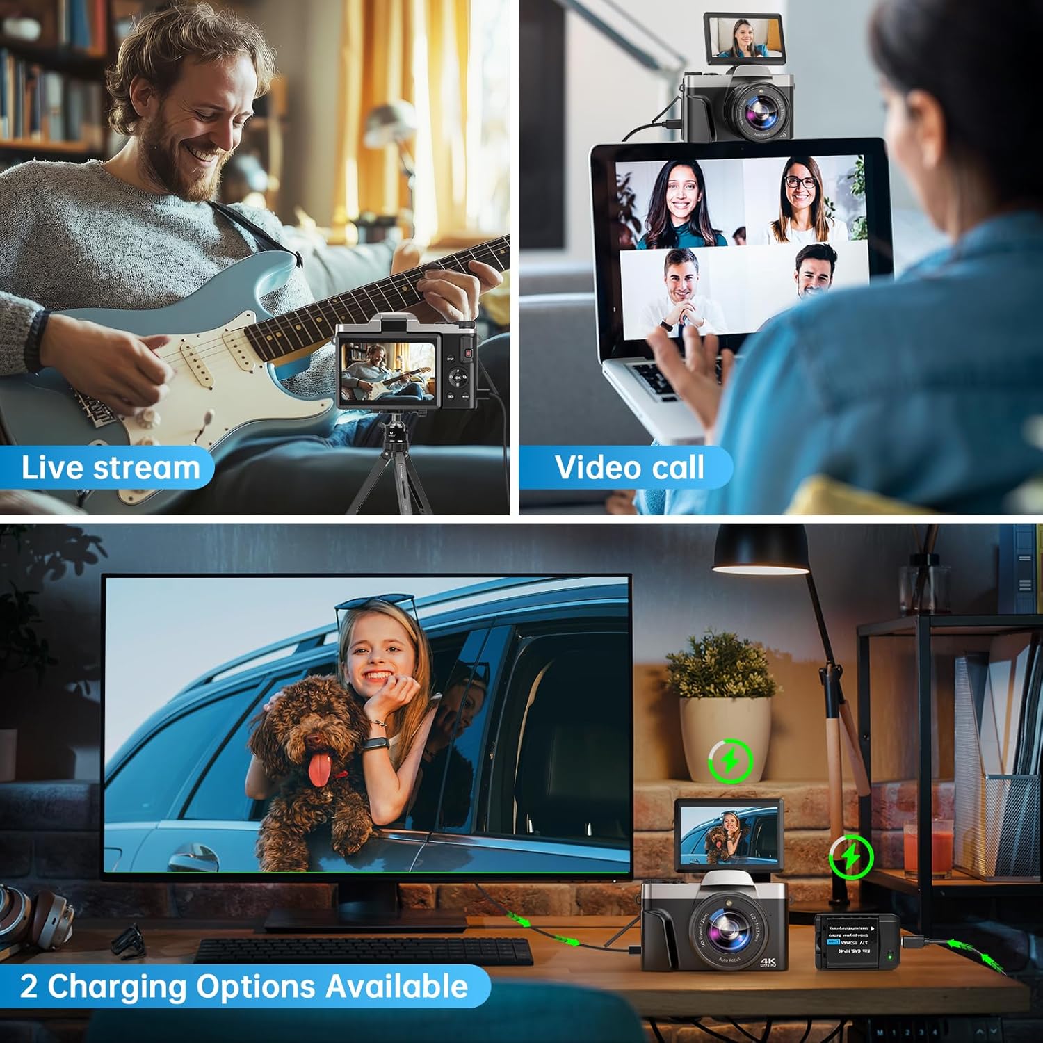 4K Digital Camera for Photography with WiFi, 2025 Latest Auto-Focus Vlogging Camera for YouTube Video 3'' 180° Flip Screen Travel Cameras 16X Zoom Anti-Shake 4K Cameras with SD Card, 2 Batteries - Image 7