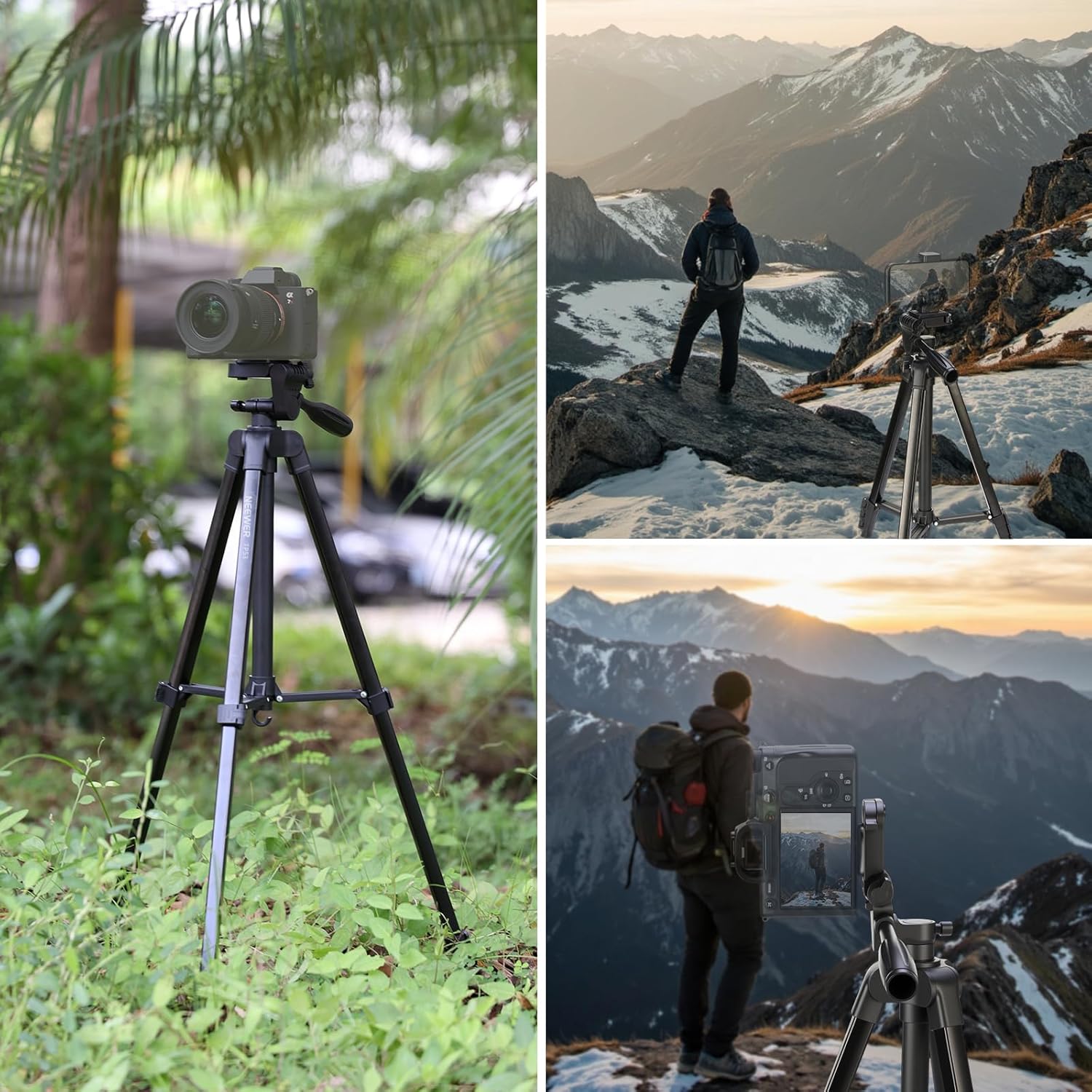 NEEWER Entry Level Version Tripod for Cell Phone & Camera, Metal Lightweight Portable Travel Stand with Cold Shoe Cellphone Holder Mount Compatible with iPhone for Video Recording Filming, TP53 - Image 8