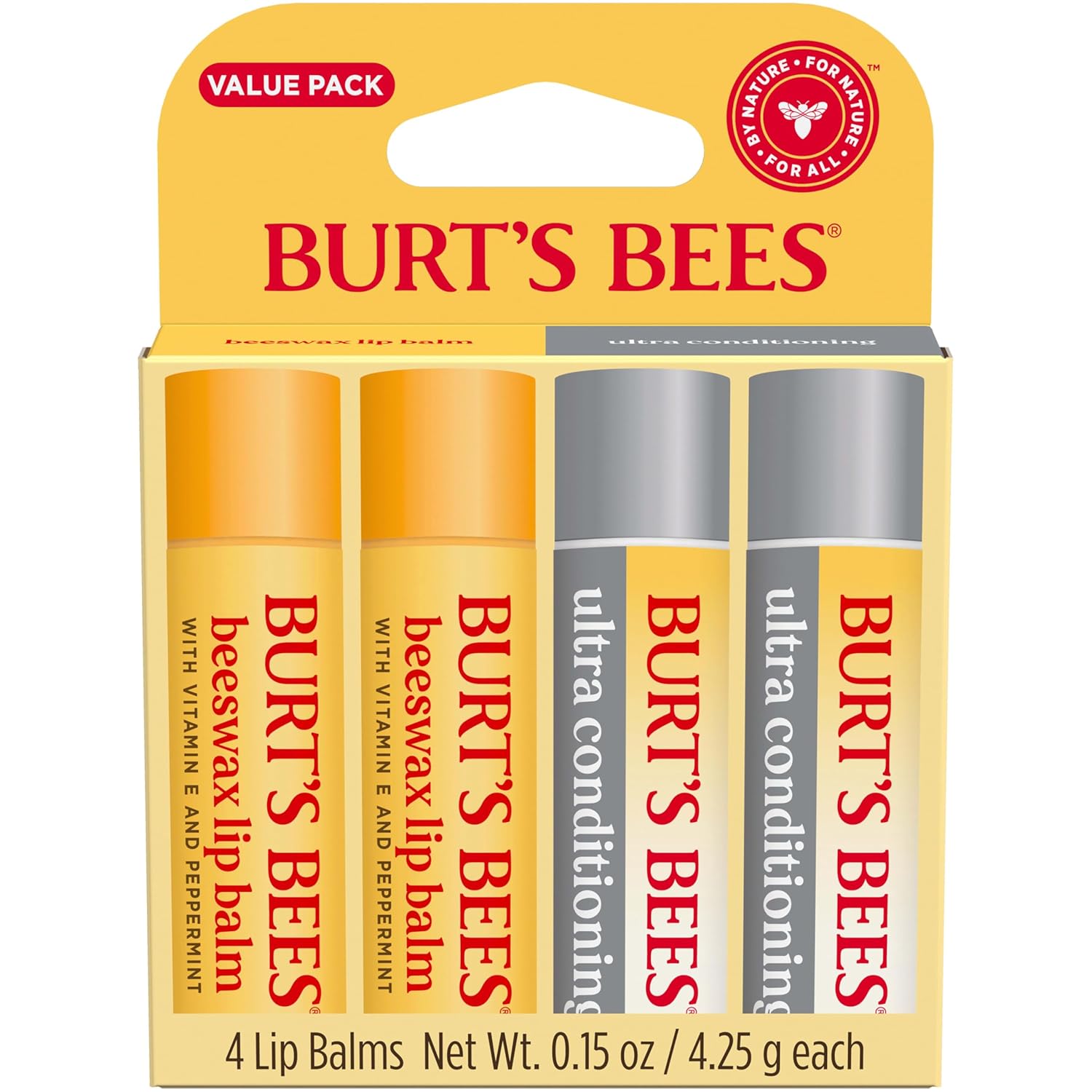 Burt's Bees Lip Balm Beeswax and Ultra Conditioning Lip Balm Pack, Hydrating Lip Moisturizer with Kokum and Shea Butter, Natural Origin Lip Care, 4 Tubes, 0.15oz. - Image 10
