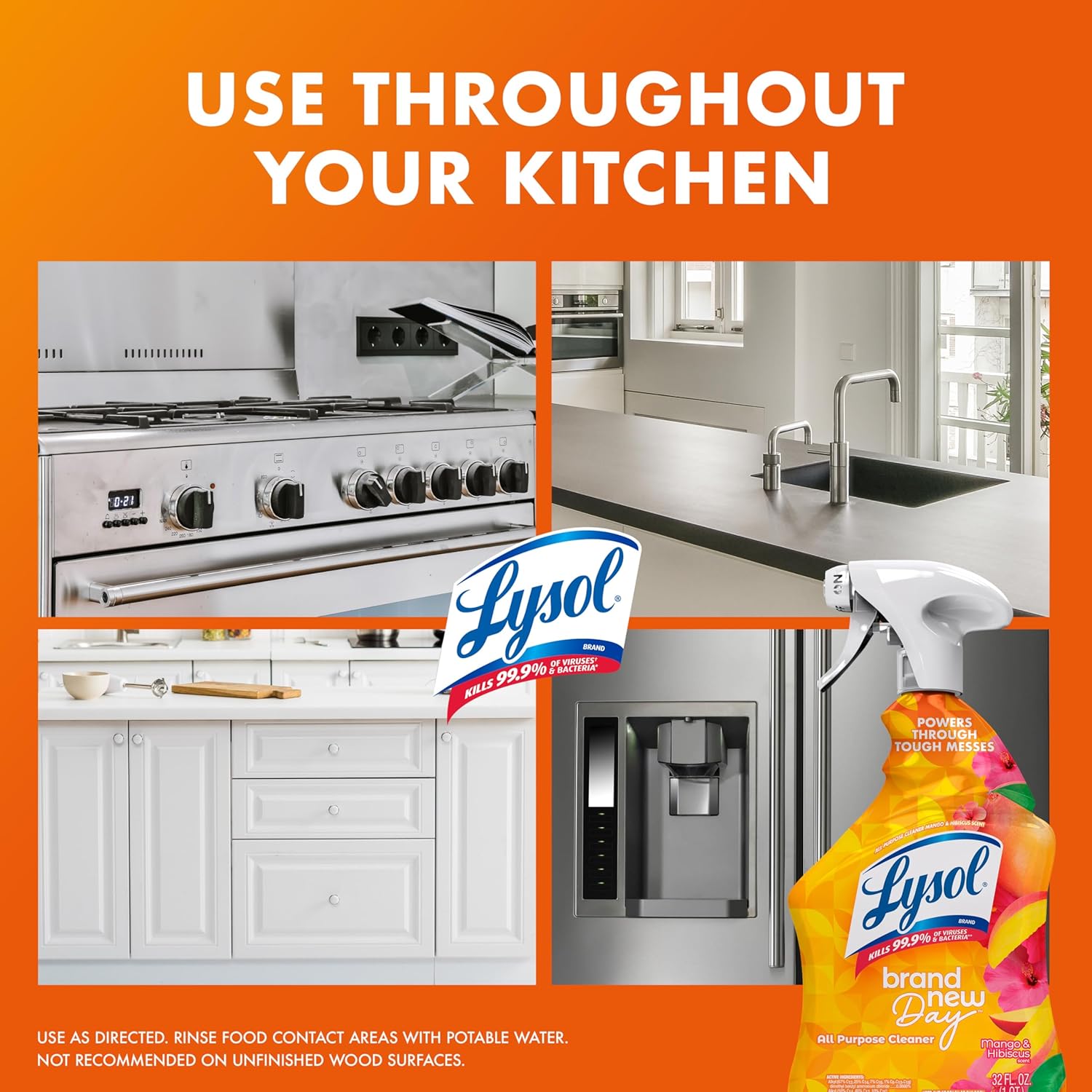 Lysol All Purpose Cleaner Spray, Multi-Purpose Disinfecting Spray, Kitchen & Bathroom Cleaner, Mango & Hibiscus Scent, 32 Fl Oz - Image 5