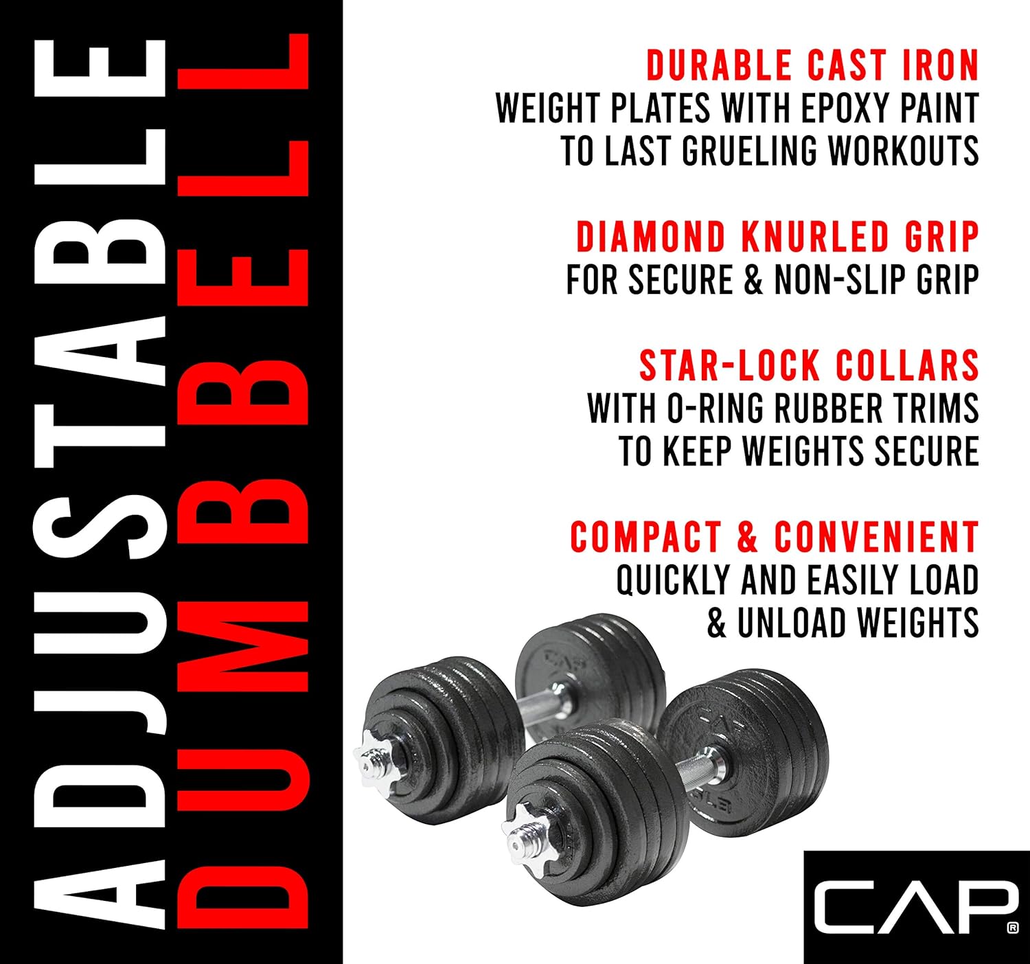 Cap Barbell Adjustable Dumbbell Weight Set | Multiple Options - Image 6