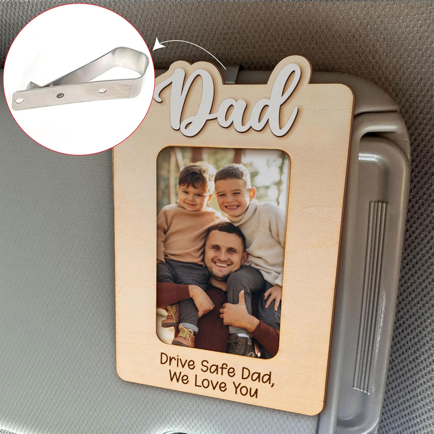 Drive Safe Daddy Car Visor Picture Frame, Happy Father's Day 2025 Visor Clip, Car Picture Holder, Drive Safe Car Visor Clip, Gift For Him, Car Visor Accessories, Car Accessory - Image 5
