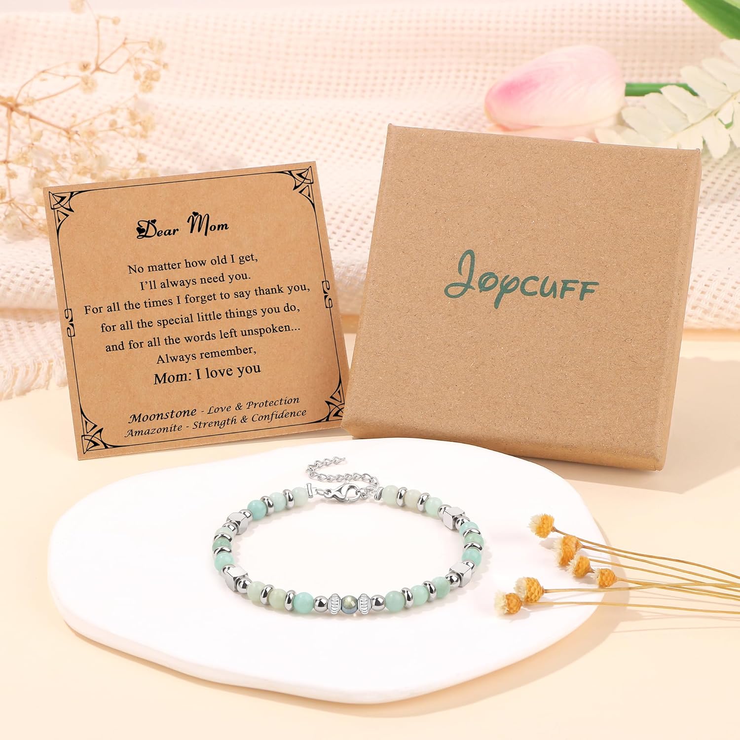 JoycuFF ๐๐ถ๐ณ๐๐ ๐ณ๐ผ๐ฟ ๐ช๐ผ๐บ๐ฒ๐ป ๐ ๐ผ๐ผ๐ป๐๐๐ผ๐ป๐ฒ ๐๐ฟ๐ฎ๐ฐ๐ฒ๐น๐ฒ๐ Amazonite Colorful Imperial Jasper Stainless Steel Beads Bracelets, Mothers Day Birthday Christmas Valentines Graduation Gifts - Image 6