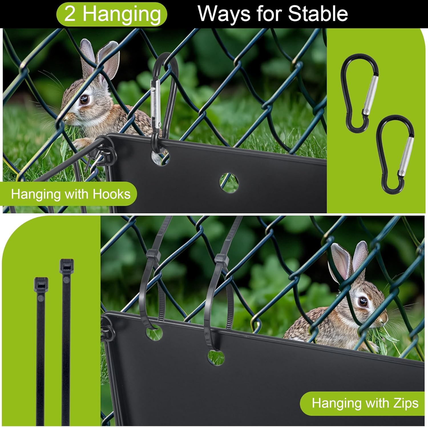 Rabbit Hay Feeder, with Heavy-Duty Metal Frame, Hay Holder for Rabbits - for Rabbits, Bunny, Guinea Pigs, Chinchillas, 9.6x4.5x6.3 inch - Image 3