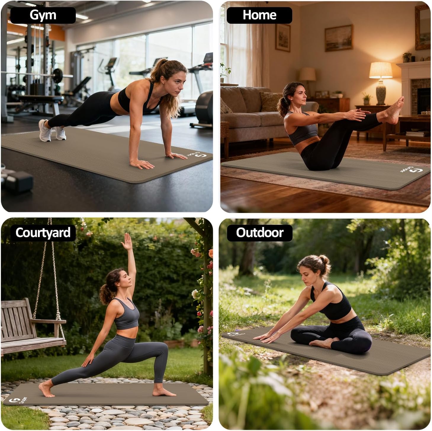Gruper Yoga Mat Non Slip NBR Extra Thick Yoga Mat, 72"L x 32"/24"W x 0.6"/0.4"TH (185cm x 80cm/61cm x 15mm/10mm), Anti-Tear Exercise Mat with Carrying Strap and Bag, Workout Mats for Yoga, Pilates - Image 7