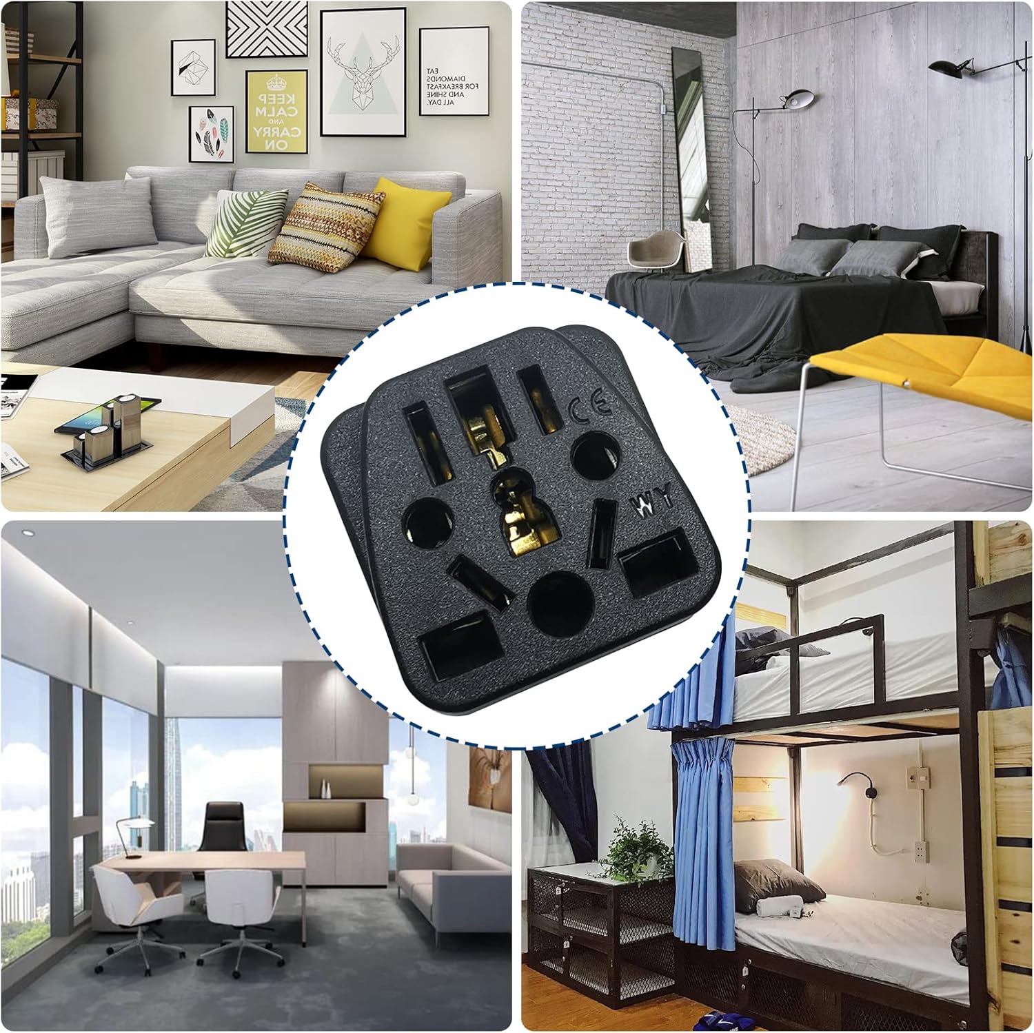 4 Pack UK to US Plug Travel Adapter, Universal to American Plug Adapter, European to US Plug Adapter, Adapter EU,AU,Italy,Brazil to US Travel Plug 3 Prong Adapter Black - Image 8