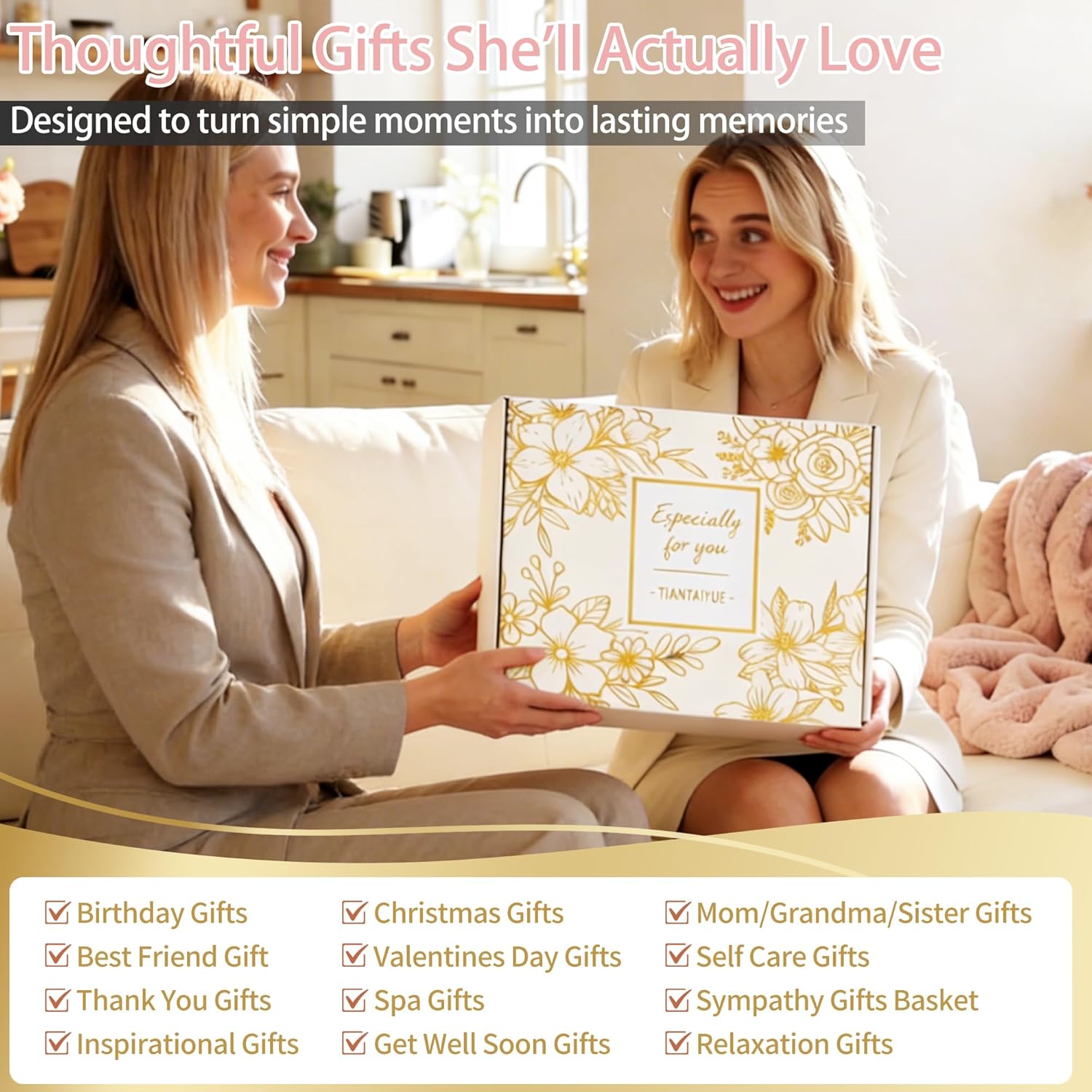 Pink 11pcs Self Care Gift Basket for Women Birthday Gifts Get Well Soon Care Package Hug in a Box Thinking of You Gift for Her Mom Sister Friend - Image 3