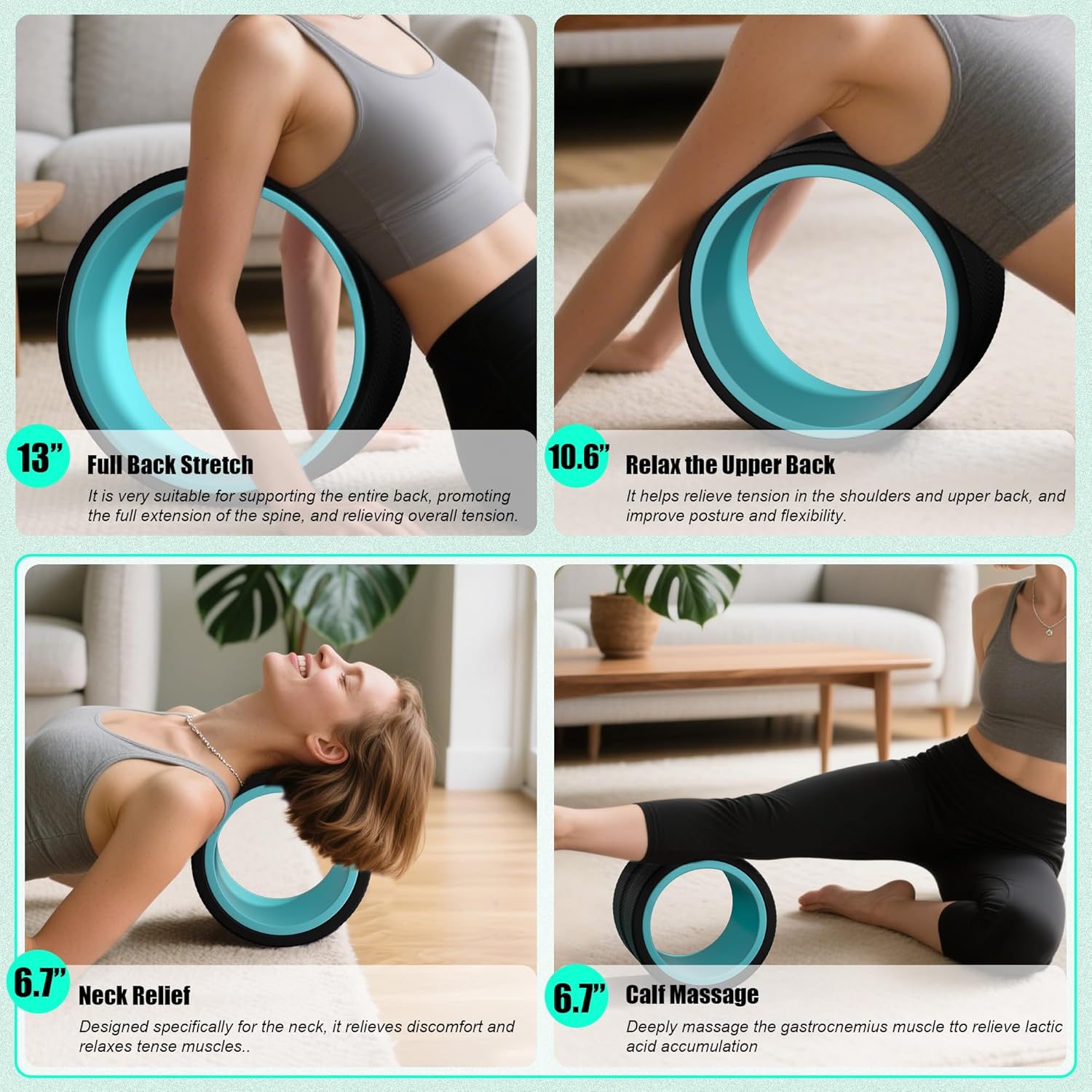 3 Pack Back Roller- Yoga Wheel for Back Pain Reliefn & Stretching, Back Wheel for Deep Tissue Massage, Foam Roller for Physical Therapy & Exercise - Image 2