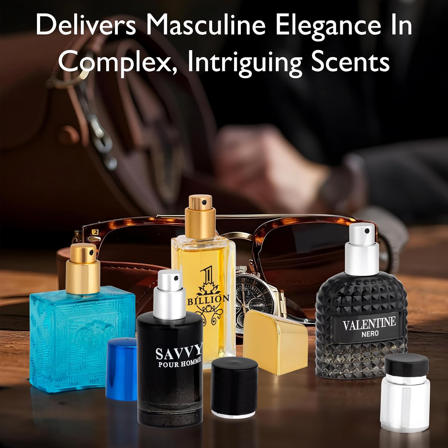 Signature Scent 4-Piece Mini Fragrance Set for Men Includes Savvy/1 Billion/Verse/Valentine Collection of Woody, Spicy, Citrus & Aromatic Fragrance Non-Irritating Ingredient Each One in 30ml Bottle - Image 8