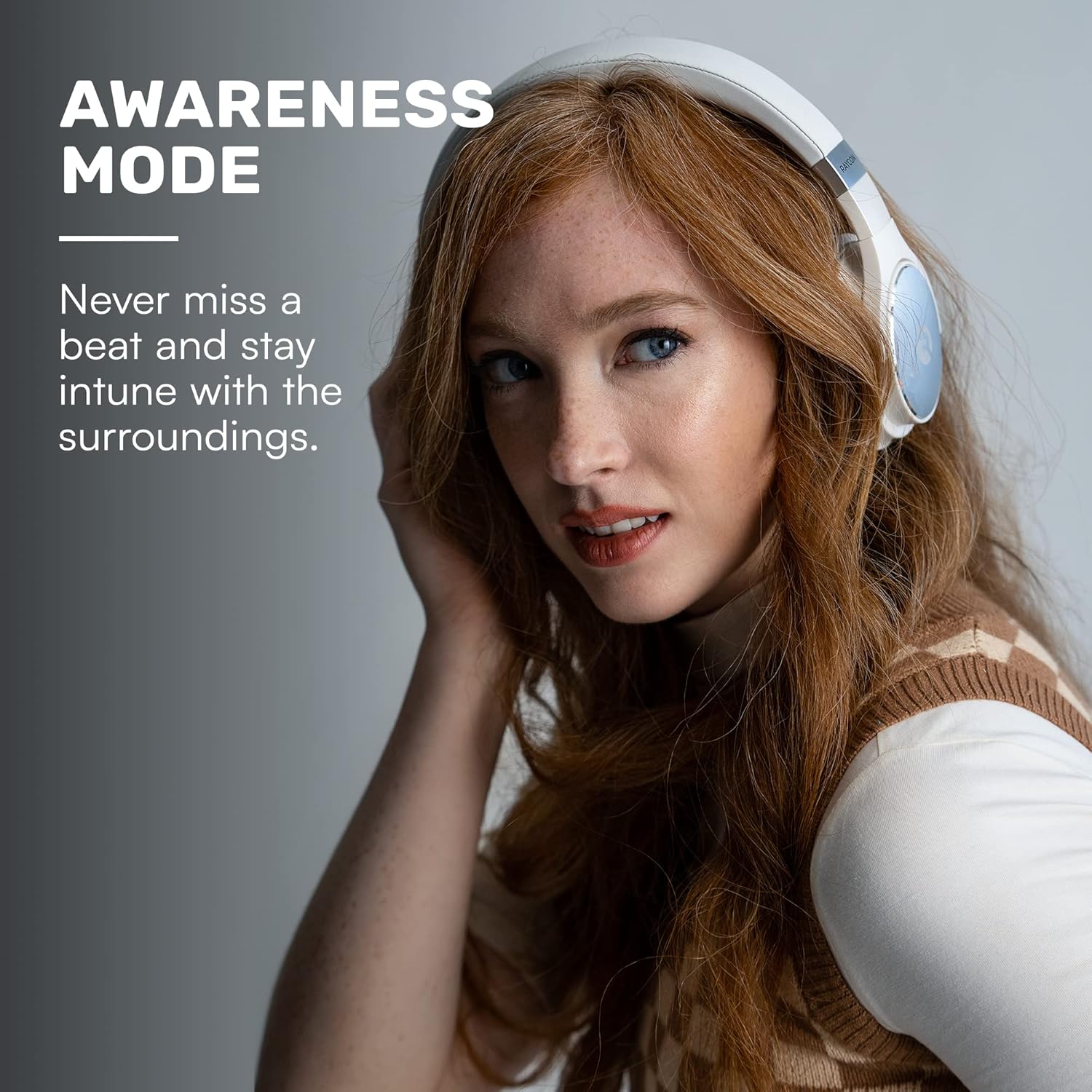 Raycon The Everyday Wireless Bluetooth Over Ear Headphones, with Active Noise Cancelling, Awareness Mode and Built in Microphone, IPX 4 Water Resistance, 40 Hours of Battery Life (Black) - Image 7