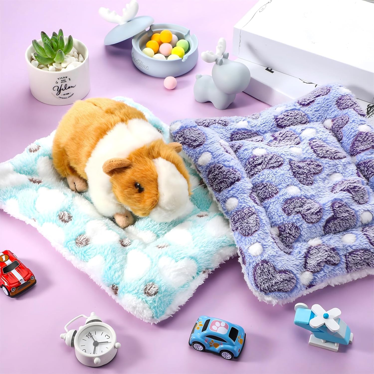 Jetec 3 Pcs Bunny Guinea Pig Beds Soft Bunny Mats Warm Guinea Pig Mat Small Animal Winter Bed Pads Fleece Sleeping Pads for Indoor Rabbit Hamster Squirrel Hedgehog Chinchilla Ferret(Heart) - Image 5