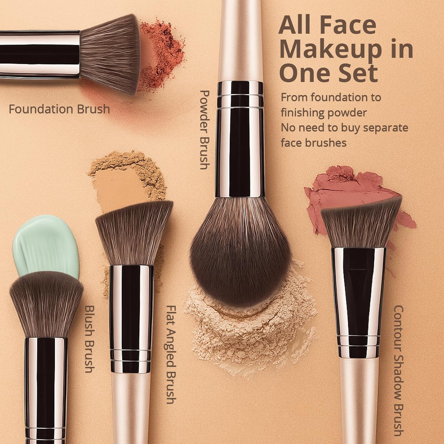 BEAKEY 12pcs Vegan Makeup Brush Set Soft high-density Taklon fibers,durable birch handles,zero shedding,easy to clean,perfect for creating any look - Image 3