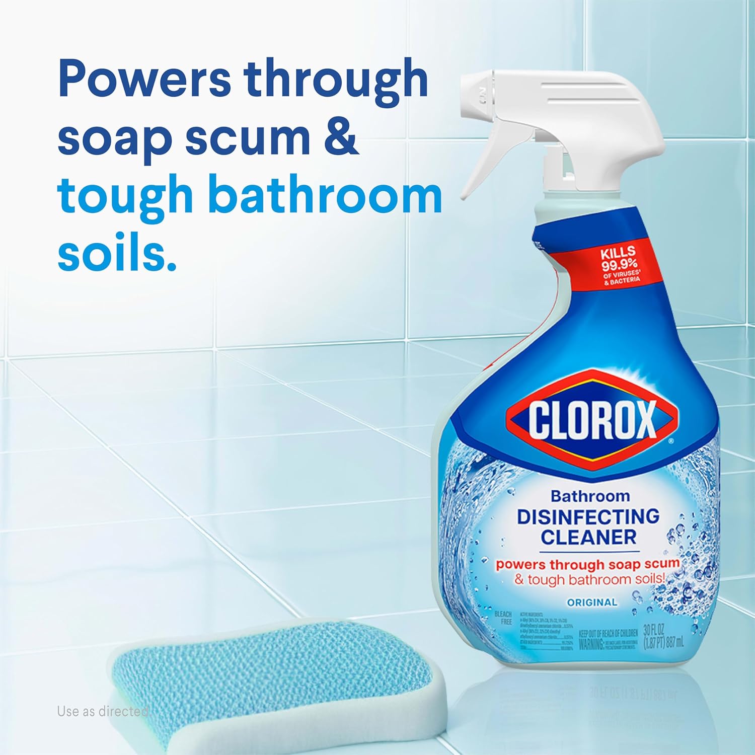 Clorox Disinfecting All-Purpose Cleaner 32 Oz and Disinfecting Bathroom Cleaner, Household Essentials, 30 Oz, Pack of 3 - Image 4